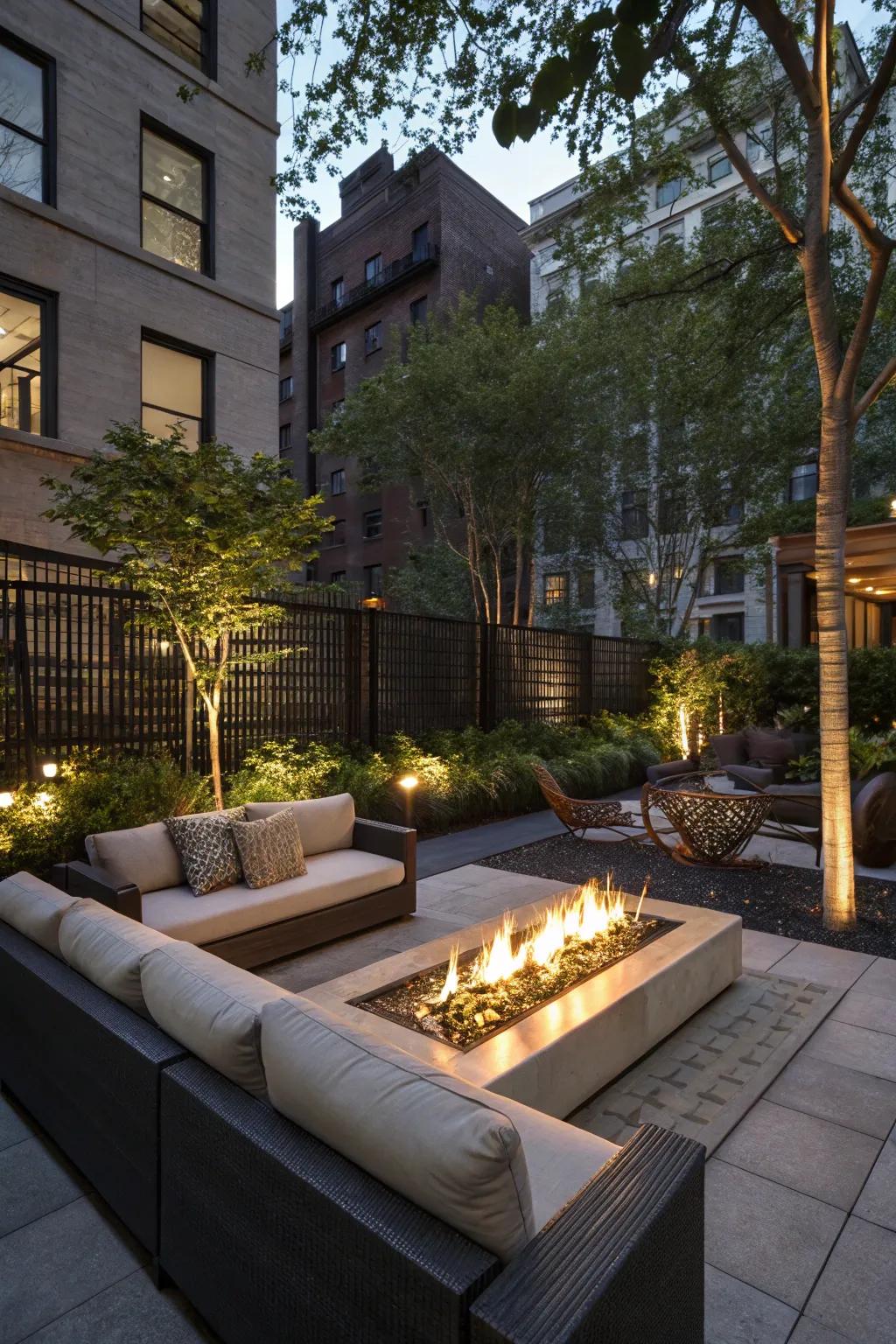 Cozy up around a modern fire table.
