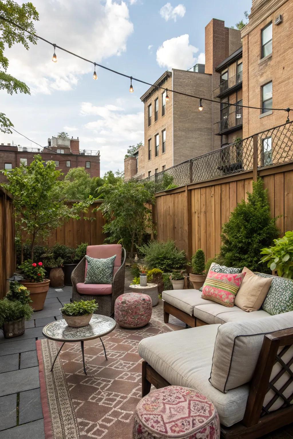 Unwind in a stylish outdoor lounge area.