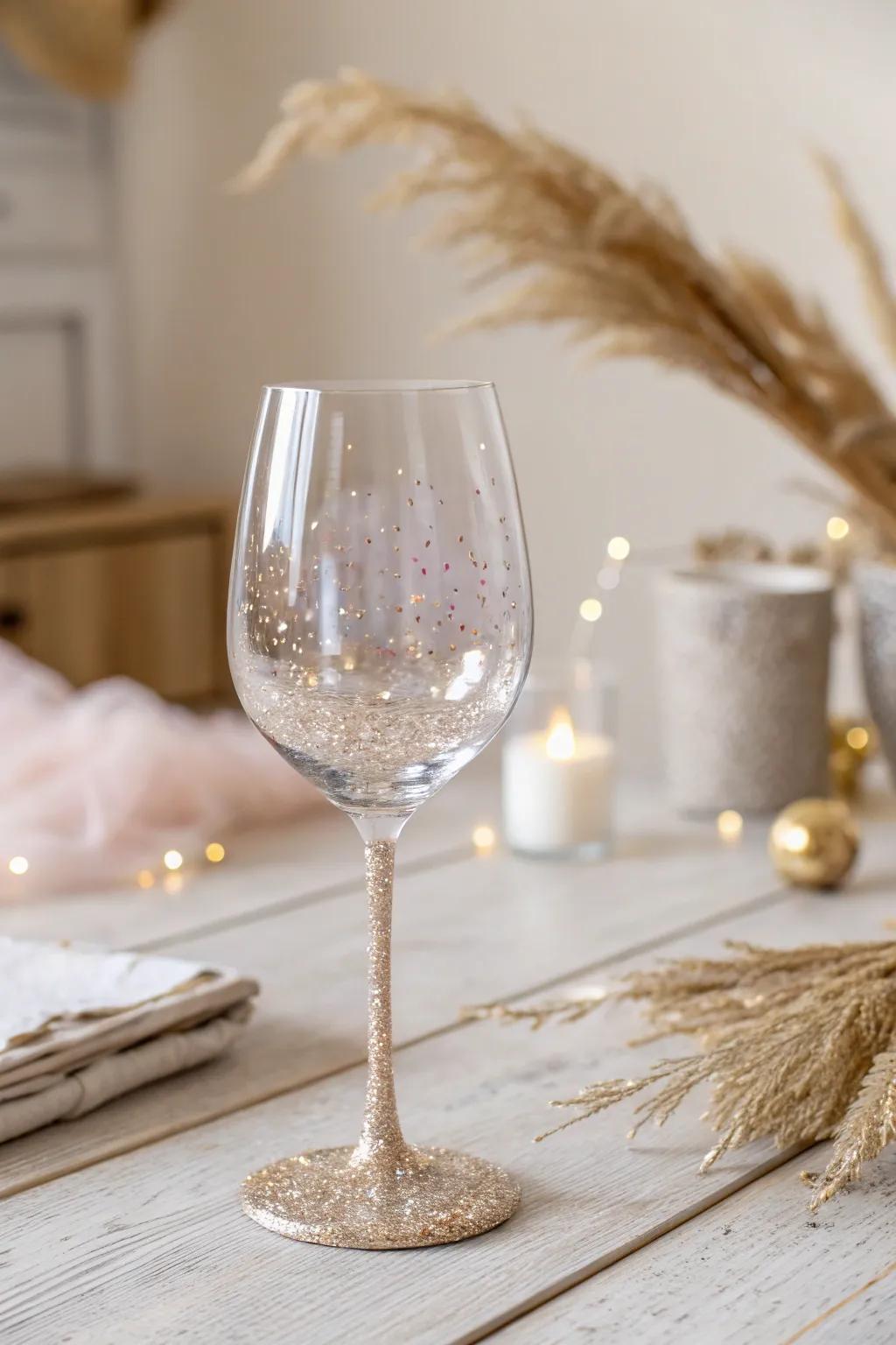 Bring sparkle to your celebrations with glitter-infused epoxy wine glasses.
