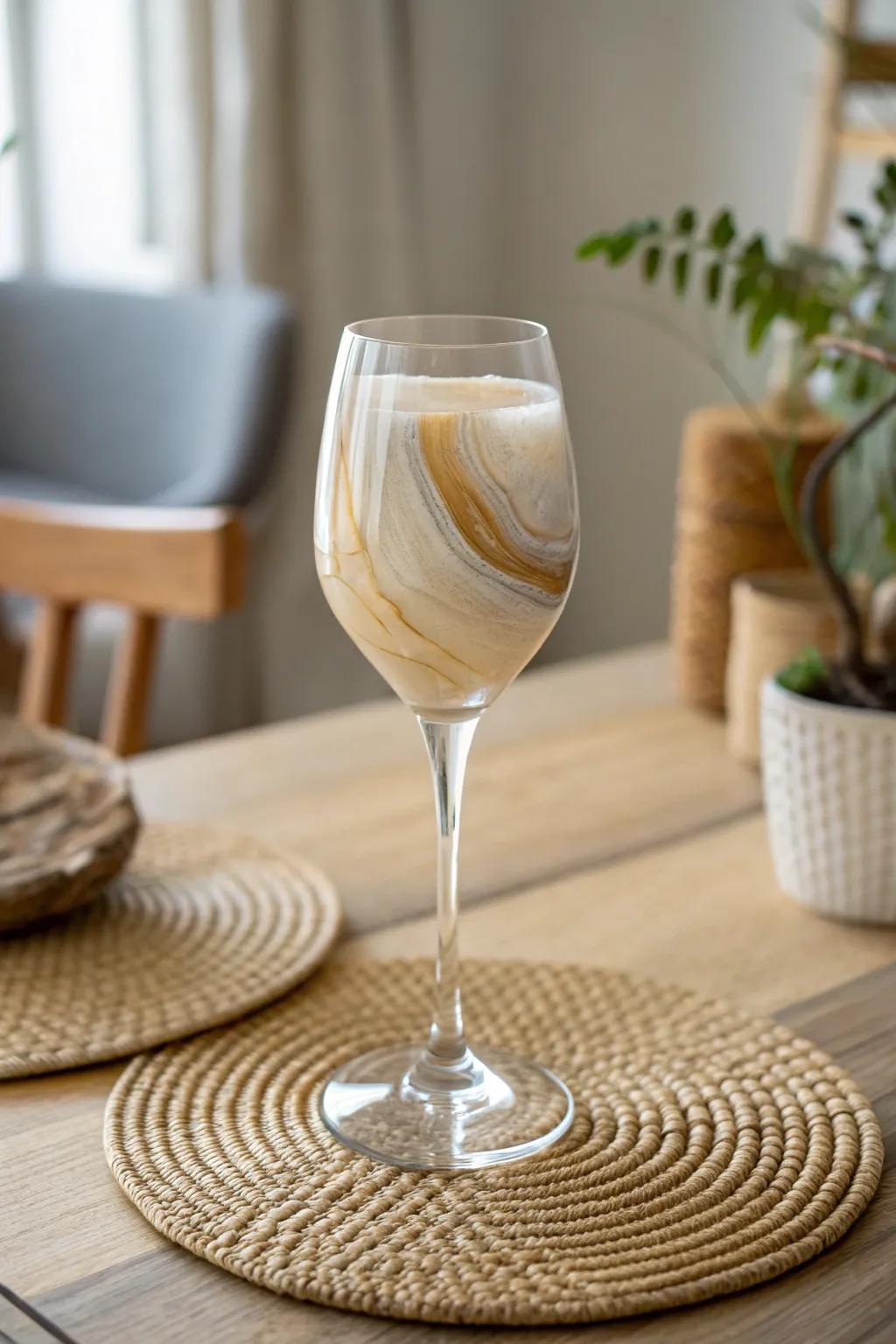 Opt for minimalist epoxy wine glasses with clean lines and subtle tones for modern elegance.