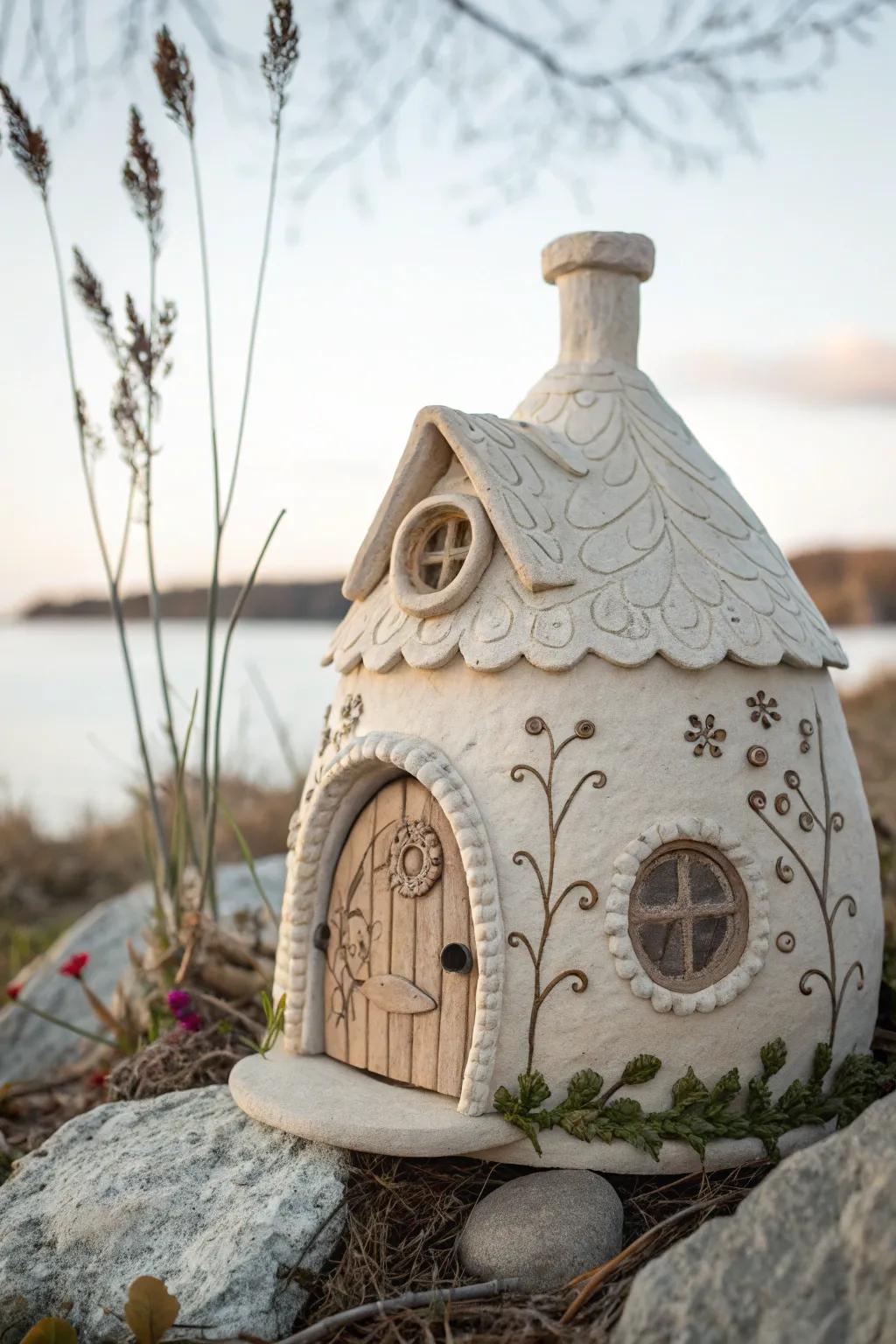 Experience the warmth of a handcrafted gnome dwelling, blending simplicity with fairy-tale charm.