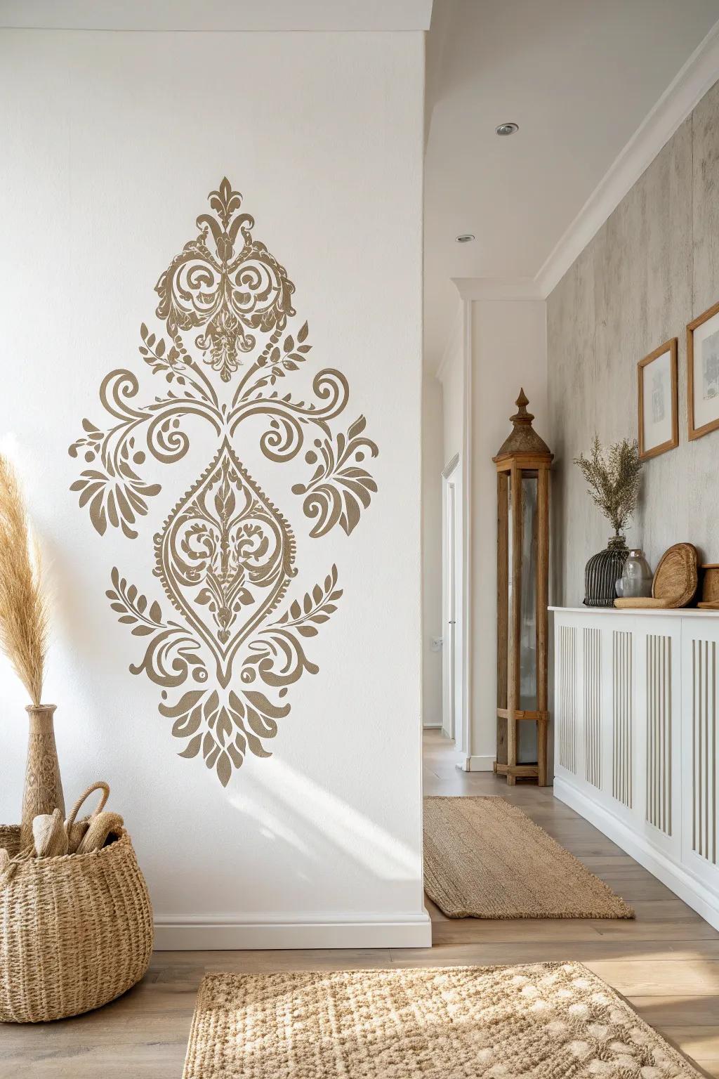 Bring classic sophistication to your interiors with elegant damask stencil designs.