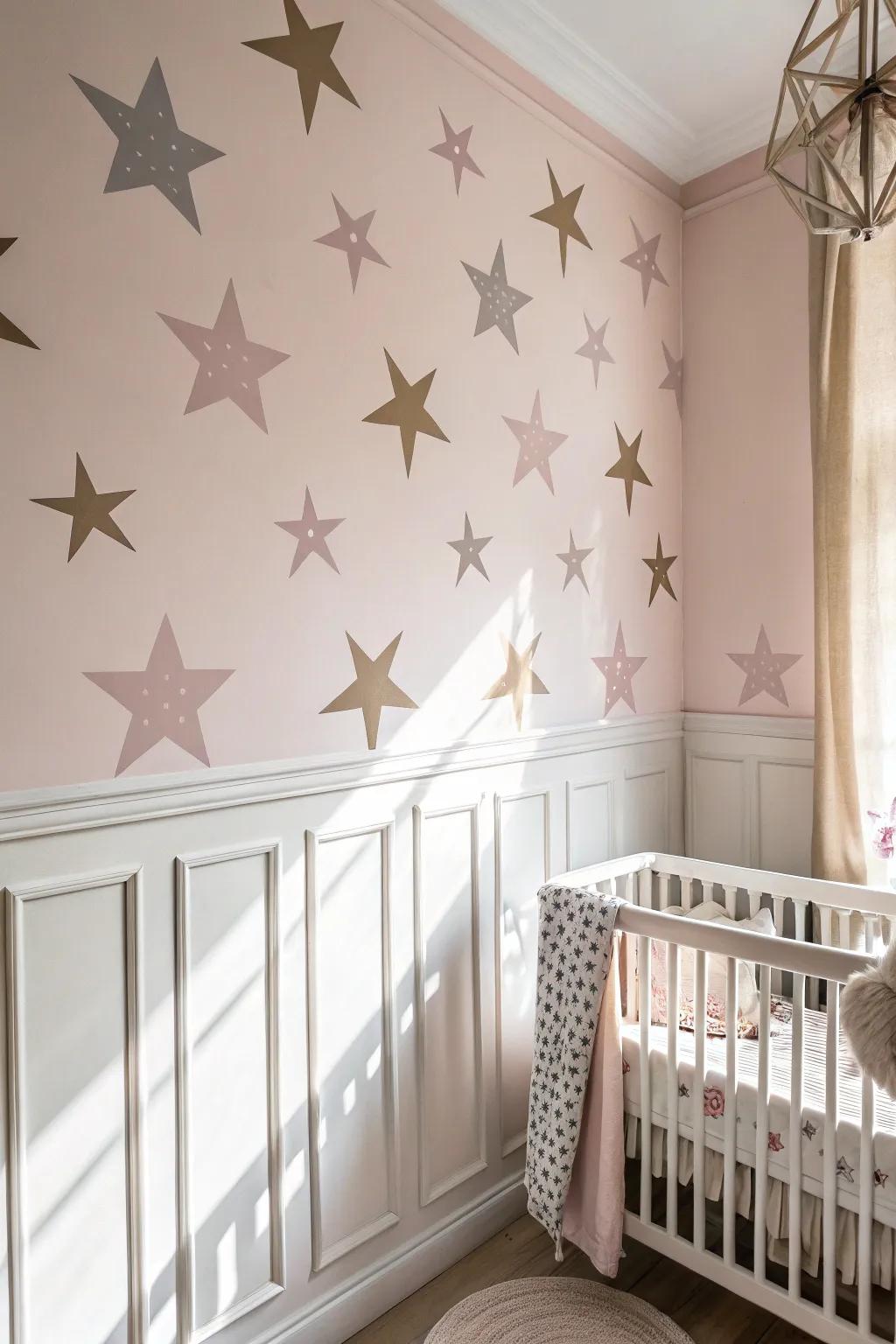 Bring joy to your child's room with playful star and balloon stencils for a dreamy atmosphere.