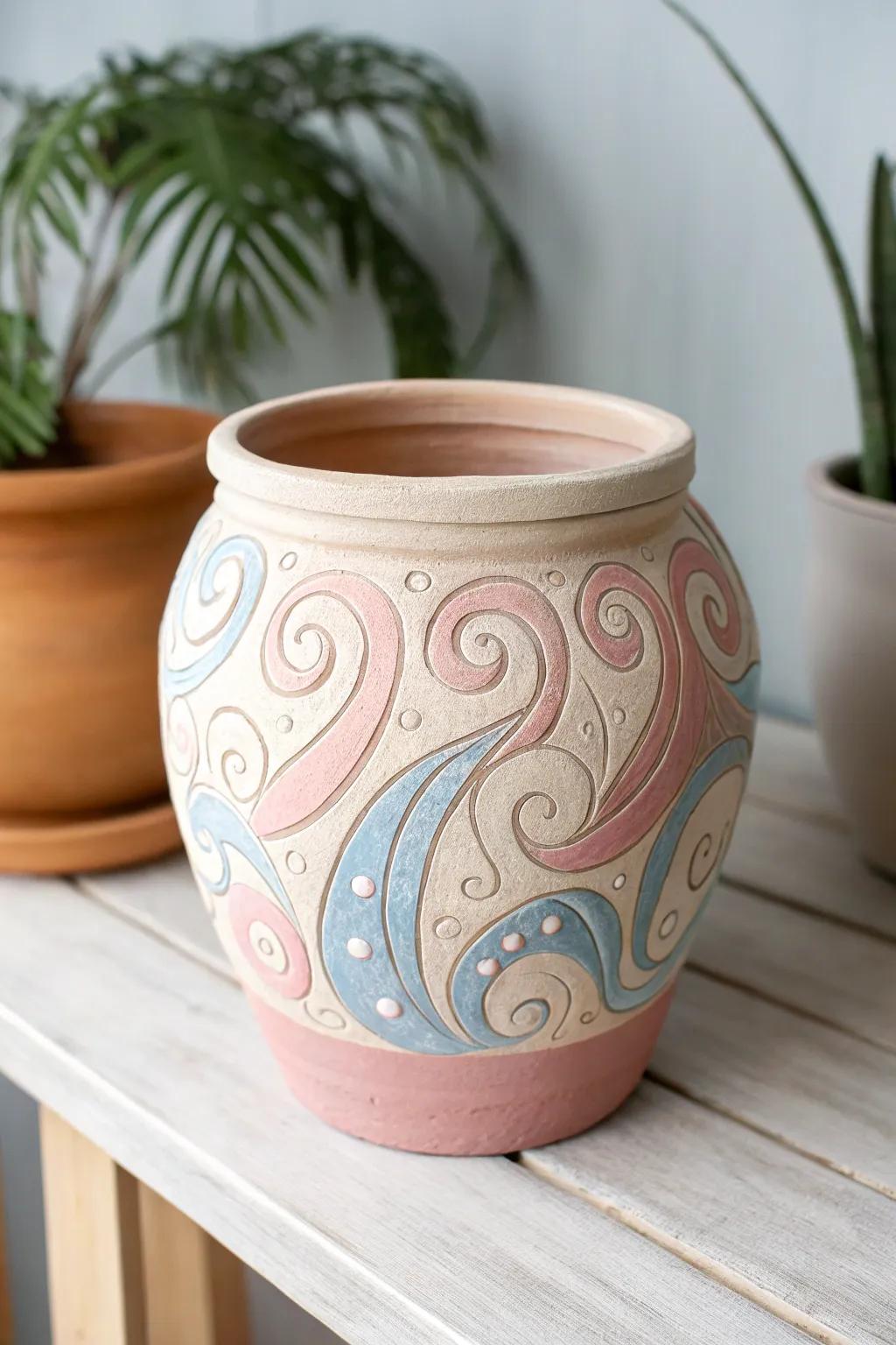 Bring energy and fun to your pots with whimsical swirls and curls.