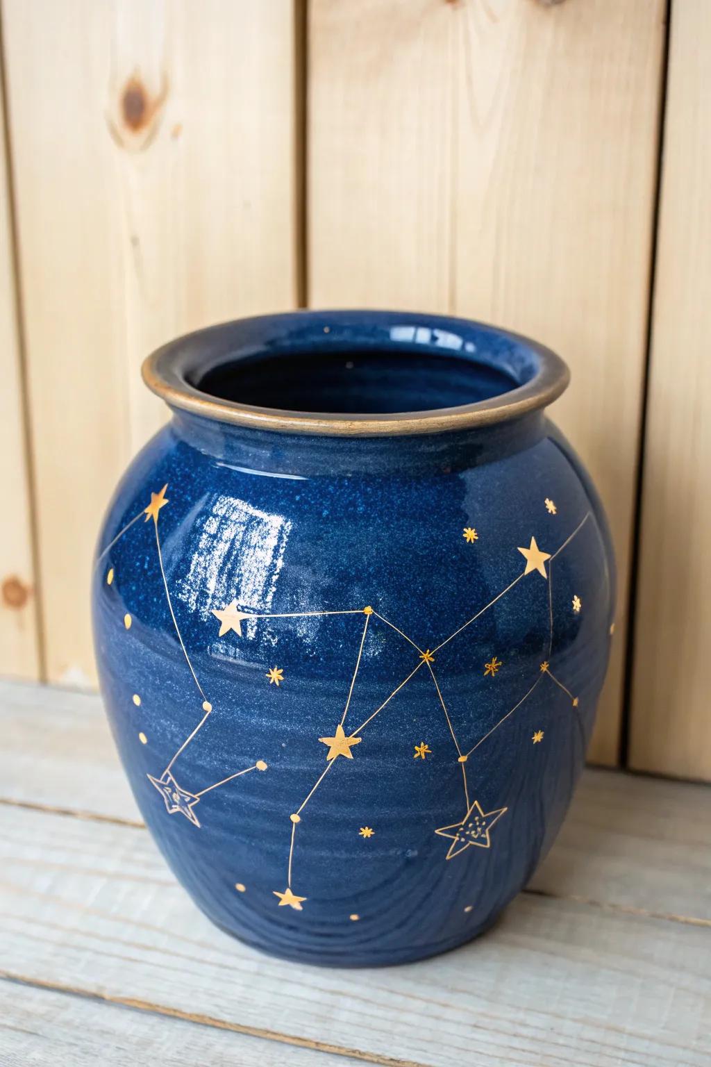 Bring the magic of the cosmos indoors with starry night-themed clay pots.