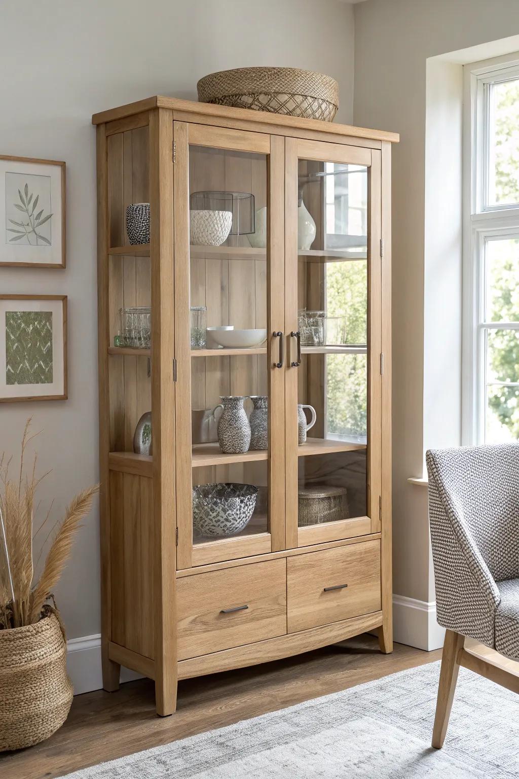 Add glass fronts to furniture for a modern, elegant look.