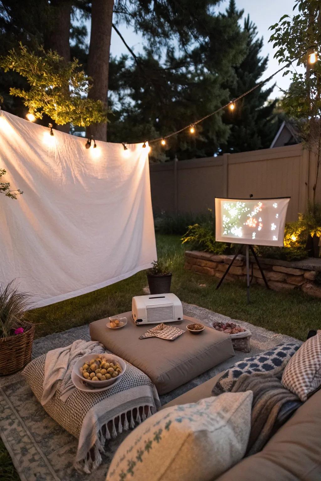 Enjoy a cozy outdoor movie night for Father's Day.