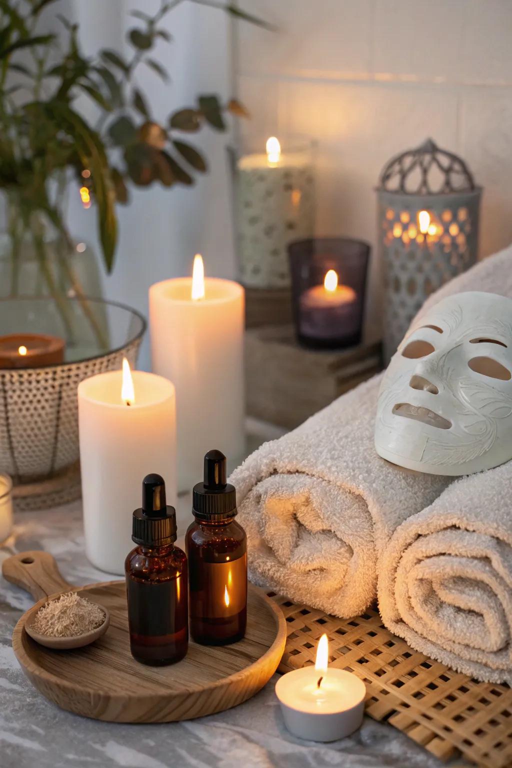 Set up a calming home spa for Dad to unwind.