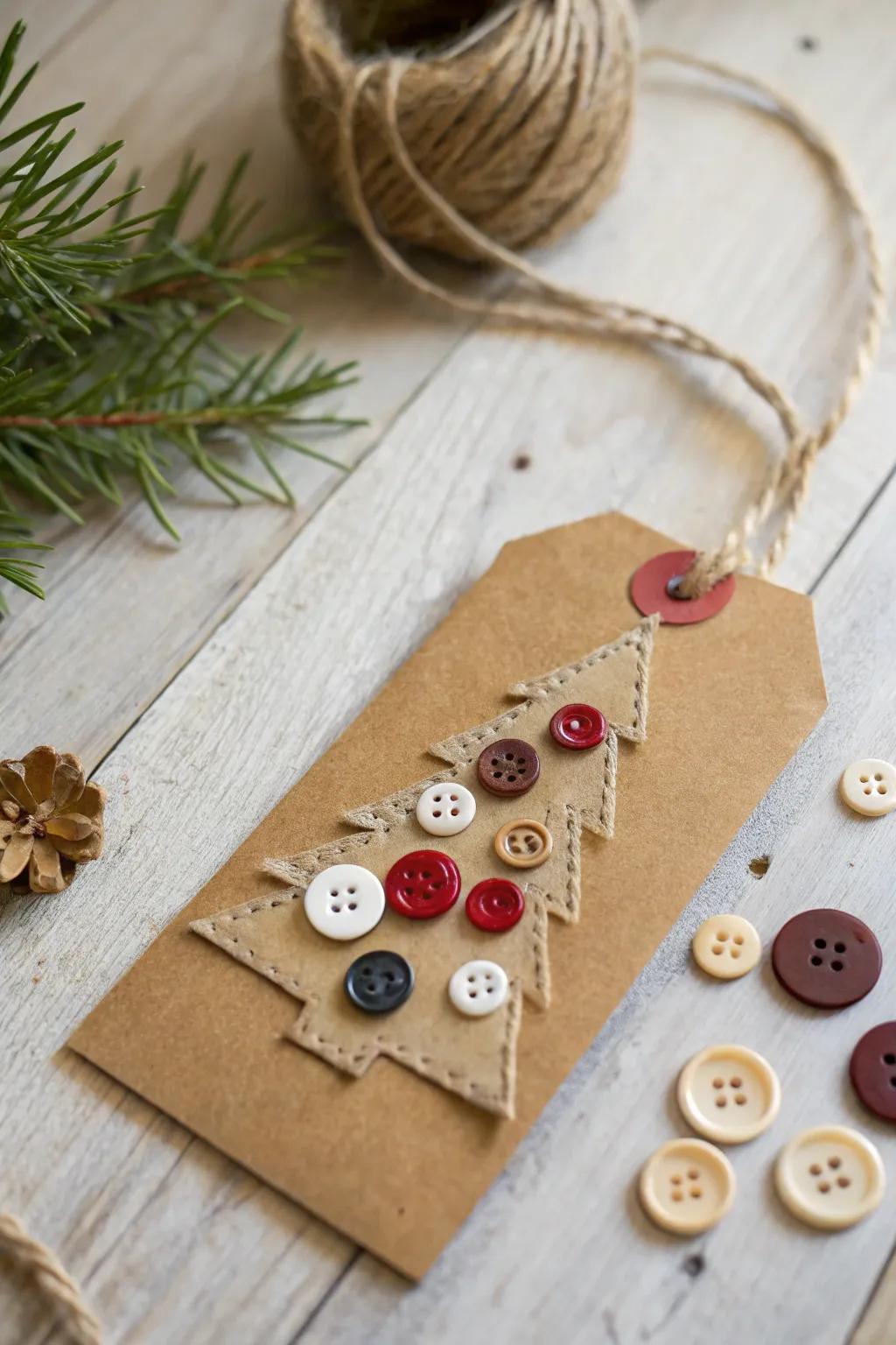 Infuse your gifts with vintage charm using button-decorated tags.