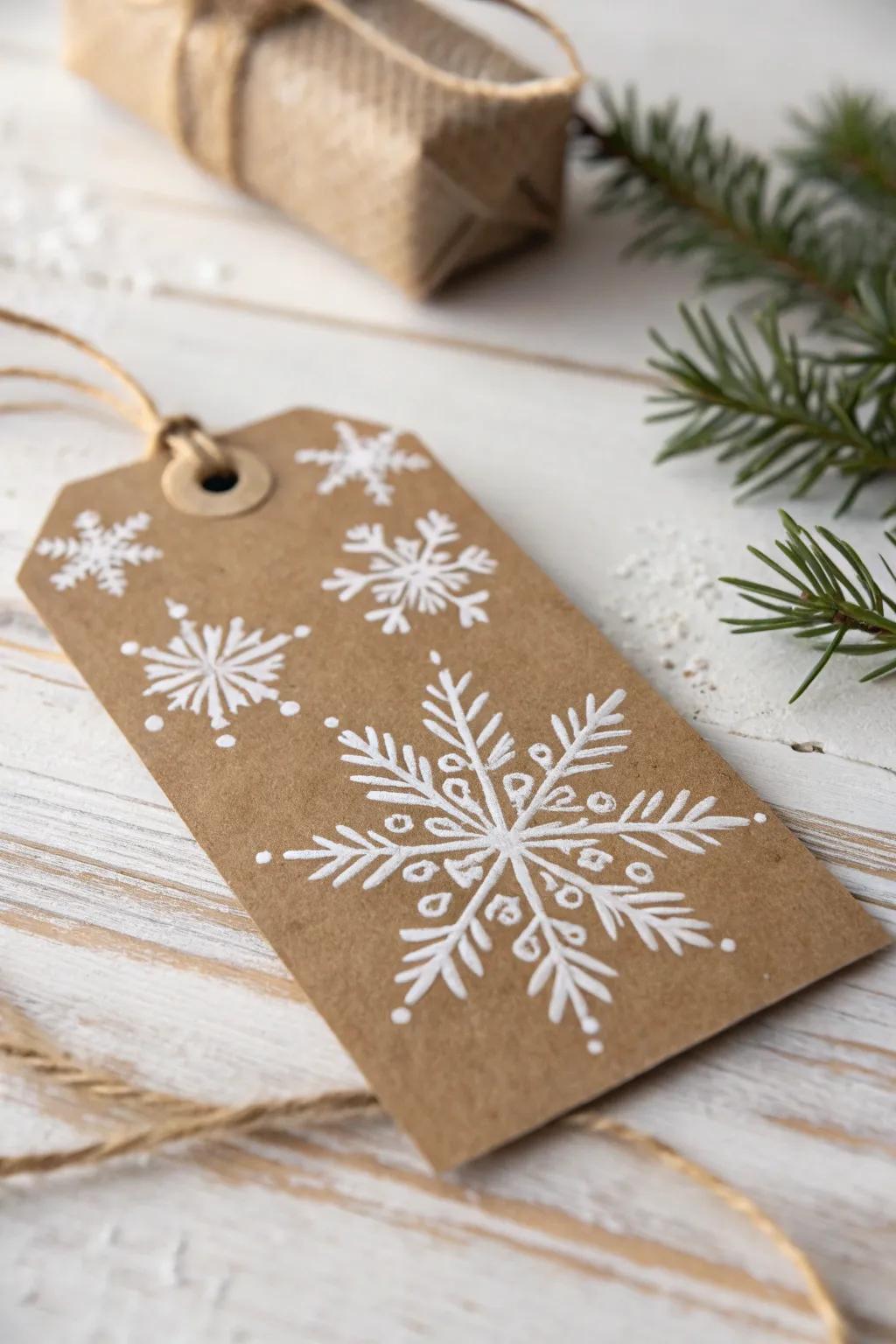 Bring handcrafted elegance to your gifts with painted snowflake tags.