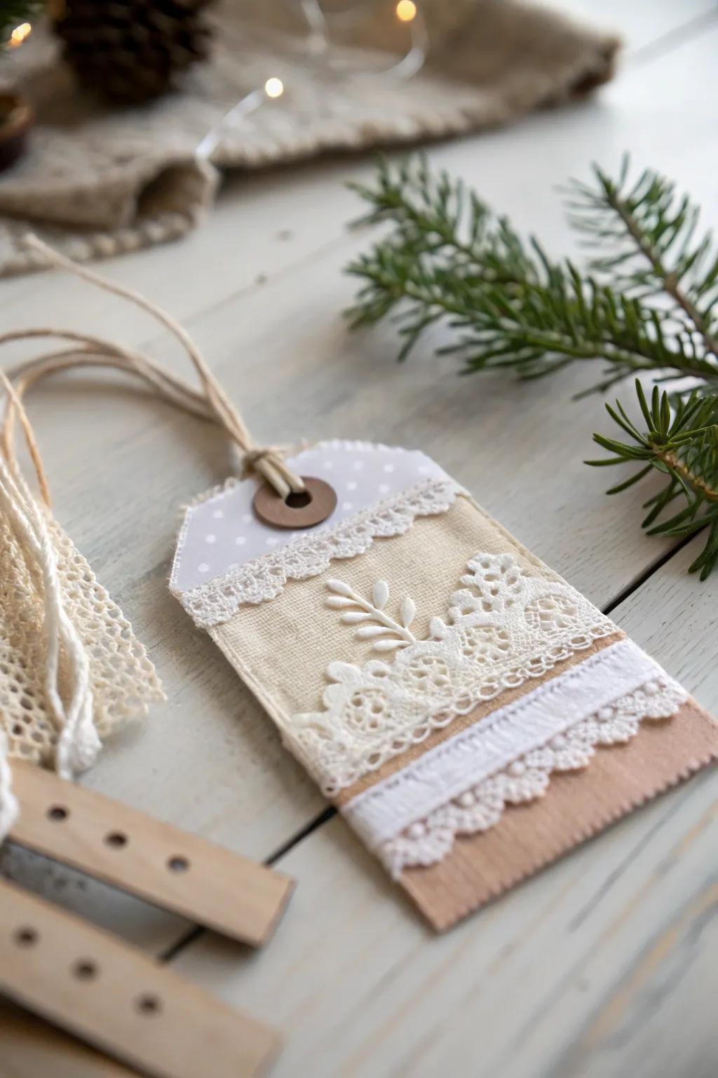 Add a soft, vintage touch with fabric and lace gift tags.