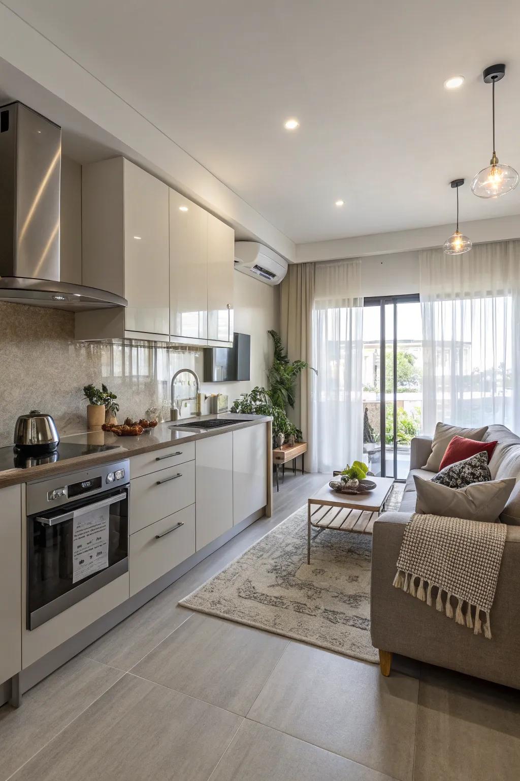 Open-concept kitchen blending seamlessly with living spaces.