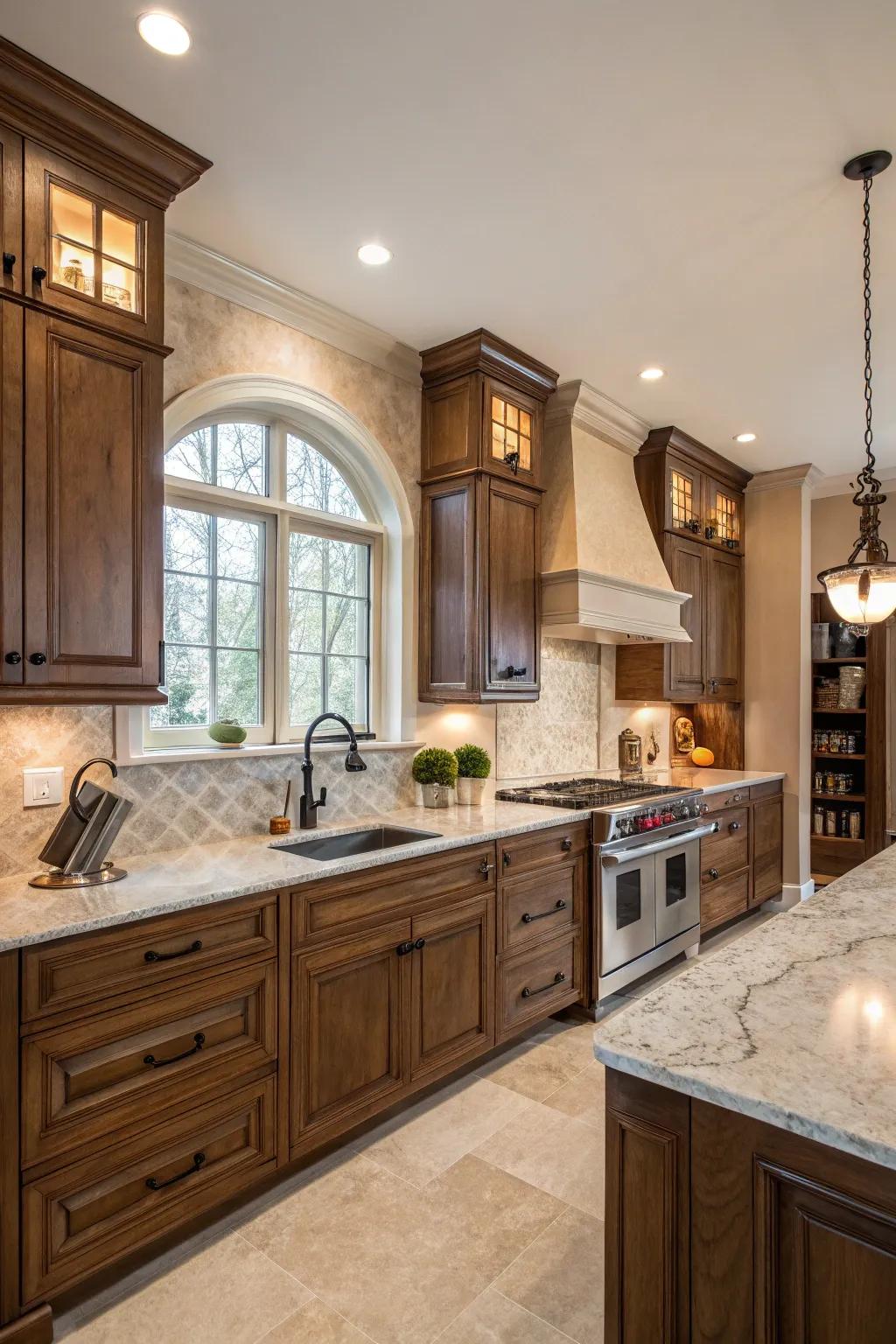 Classic kitchen design blending traditional and modern elements.