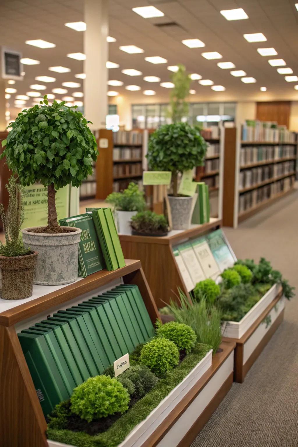 Books about fresh starts with green accents.
