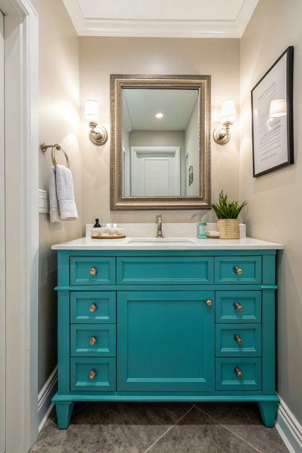 Colorful accents enliven small powder rooms with vibrancy.