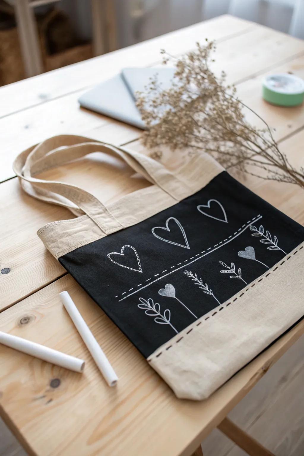 Turn your Valentine's bag into a fun, customizable canvas with chalkboard paint and chalk markers.