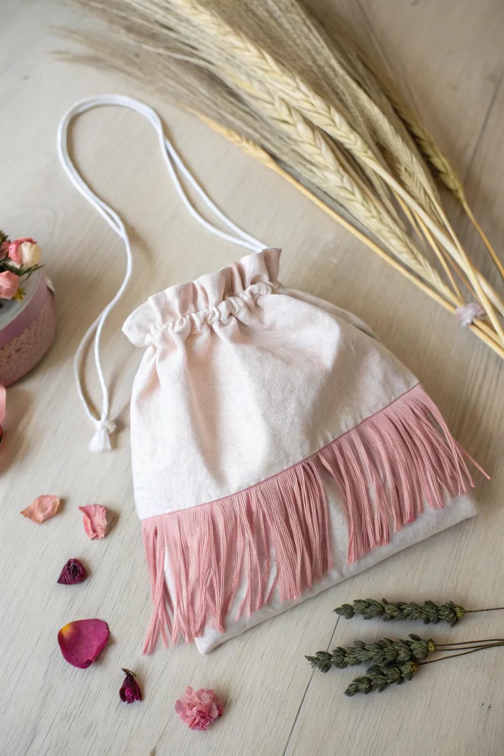 Add movement and fun to your Valentine's bag with fringed paper or fabric trims.