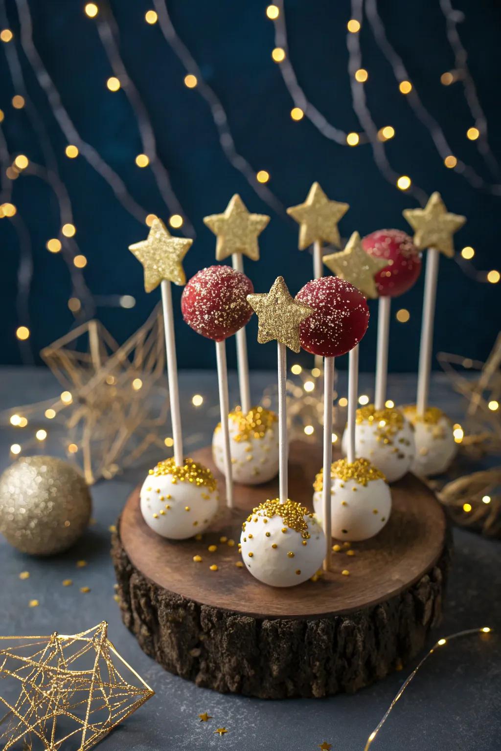 Star-themed cake pops to brighten your baby shower.