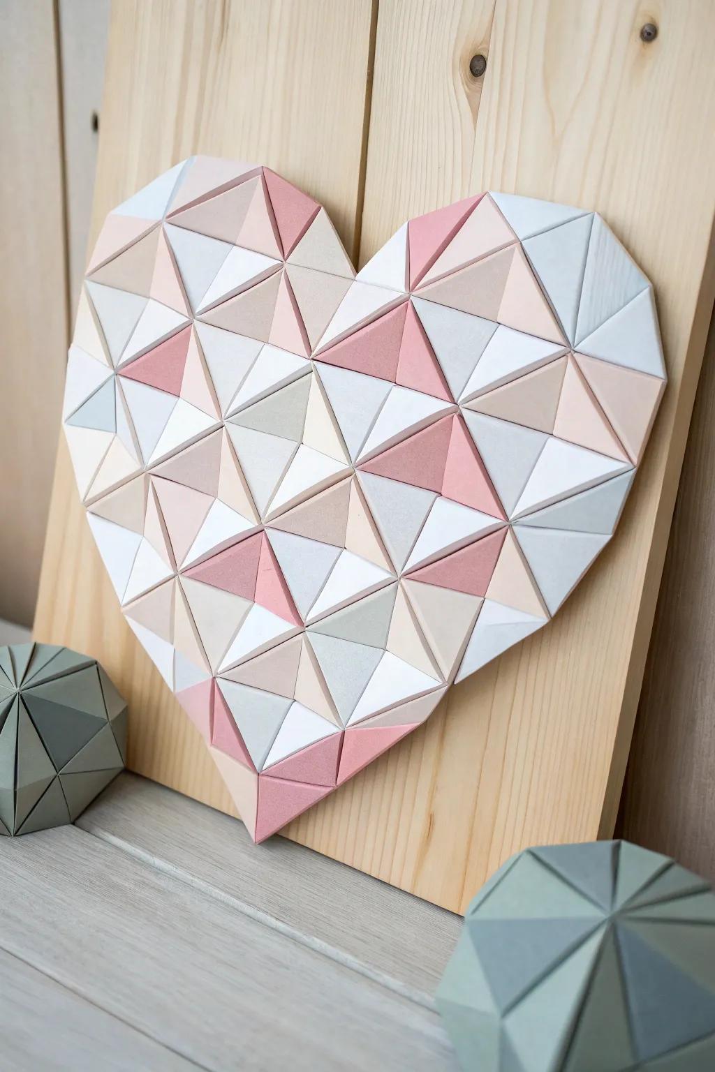 Sleek geometric heart art that adds a contemporary touch to your home decor.