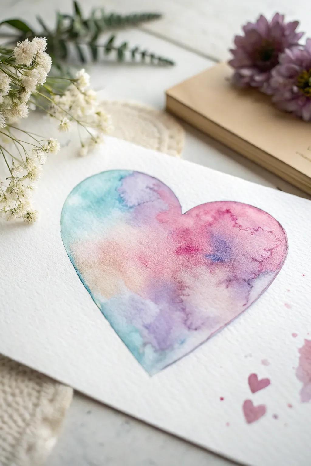 Explore the delicate beauty of watercolor hearts, where each stroke creates a unique expression.