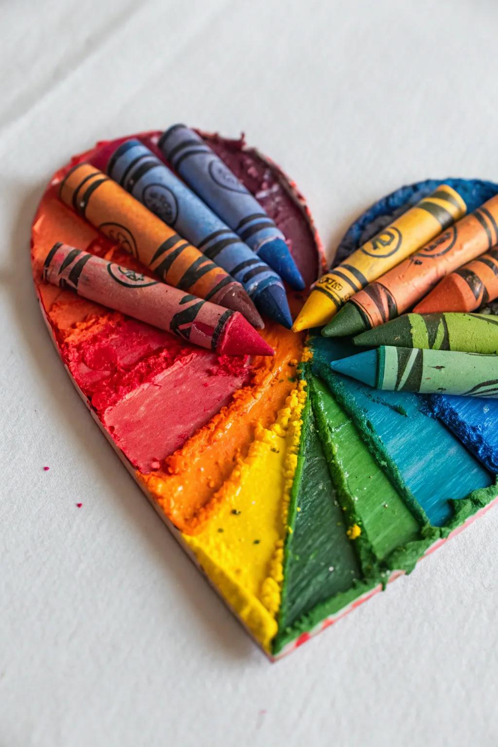 Turn broken crayons into colorful heart-shaped art-a fun and eco-conscious craft for children.