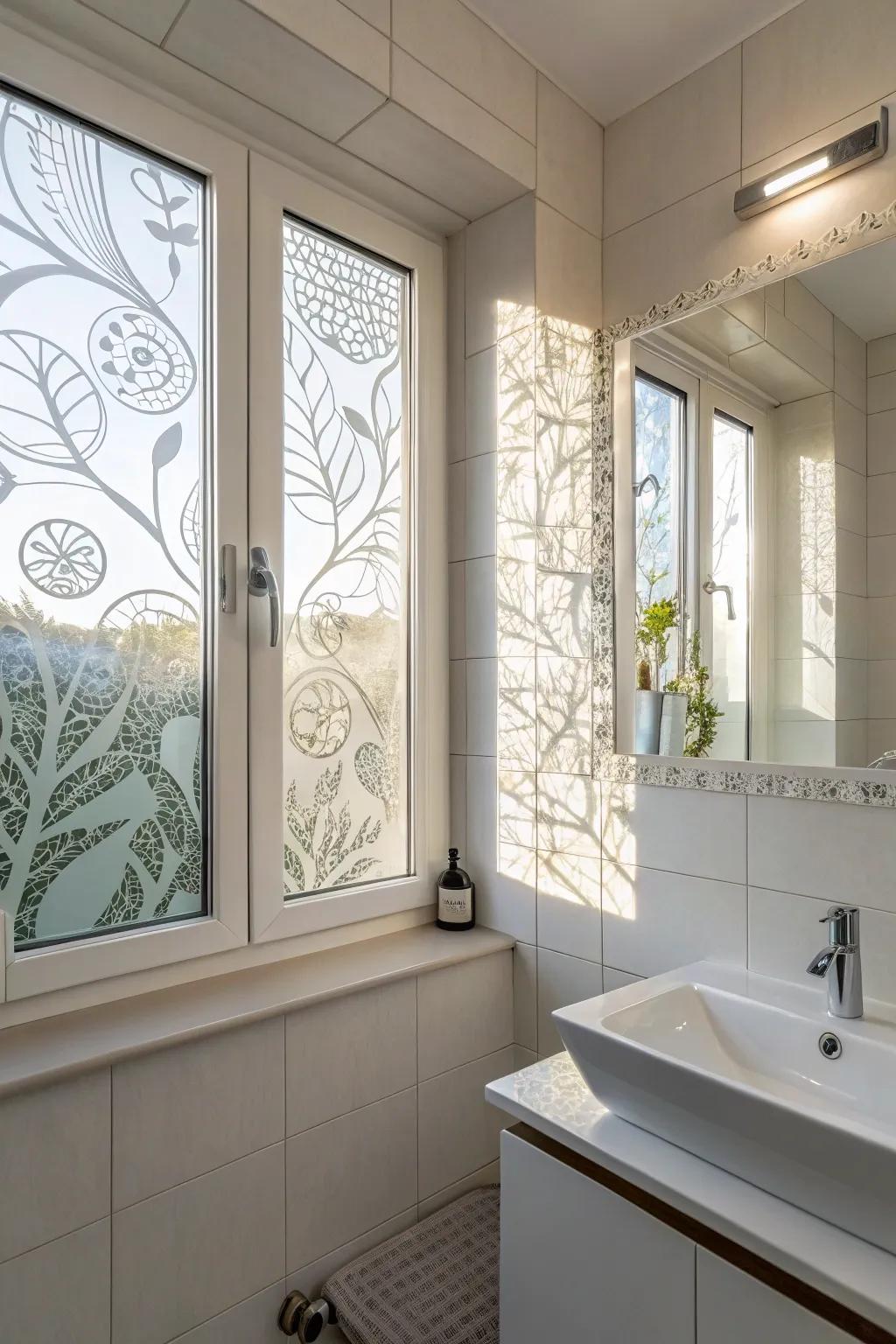 Artistic window film adding privacy and style.