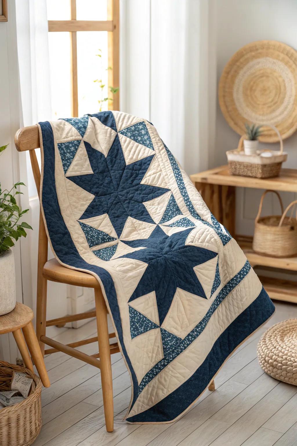 Celebrate the dance of colors with a timeless Friendship Star quilt, a masterpiece of craftsmanship and simplicity.