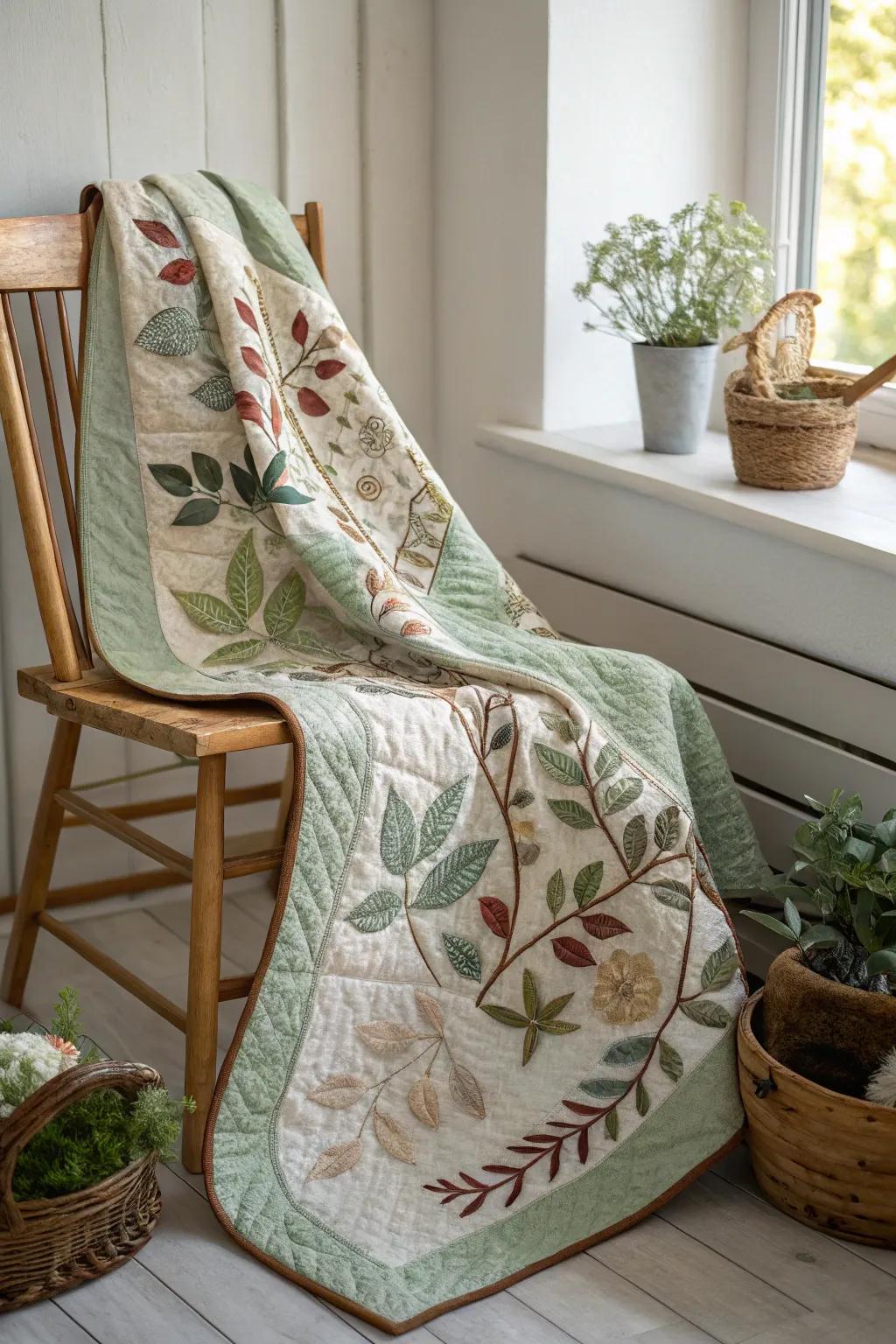 Embrace tranquility with nature-inspired quilt designs that capture the essence of peaceful walks in the park.