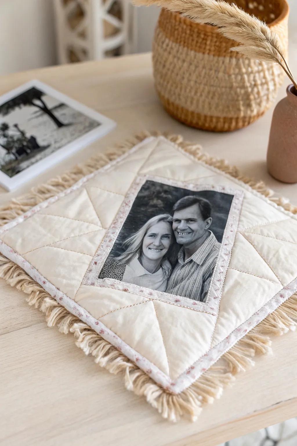 Craft a timeless heirloom with personalized quilt squares that tell your unique story.