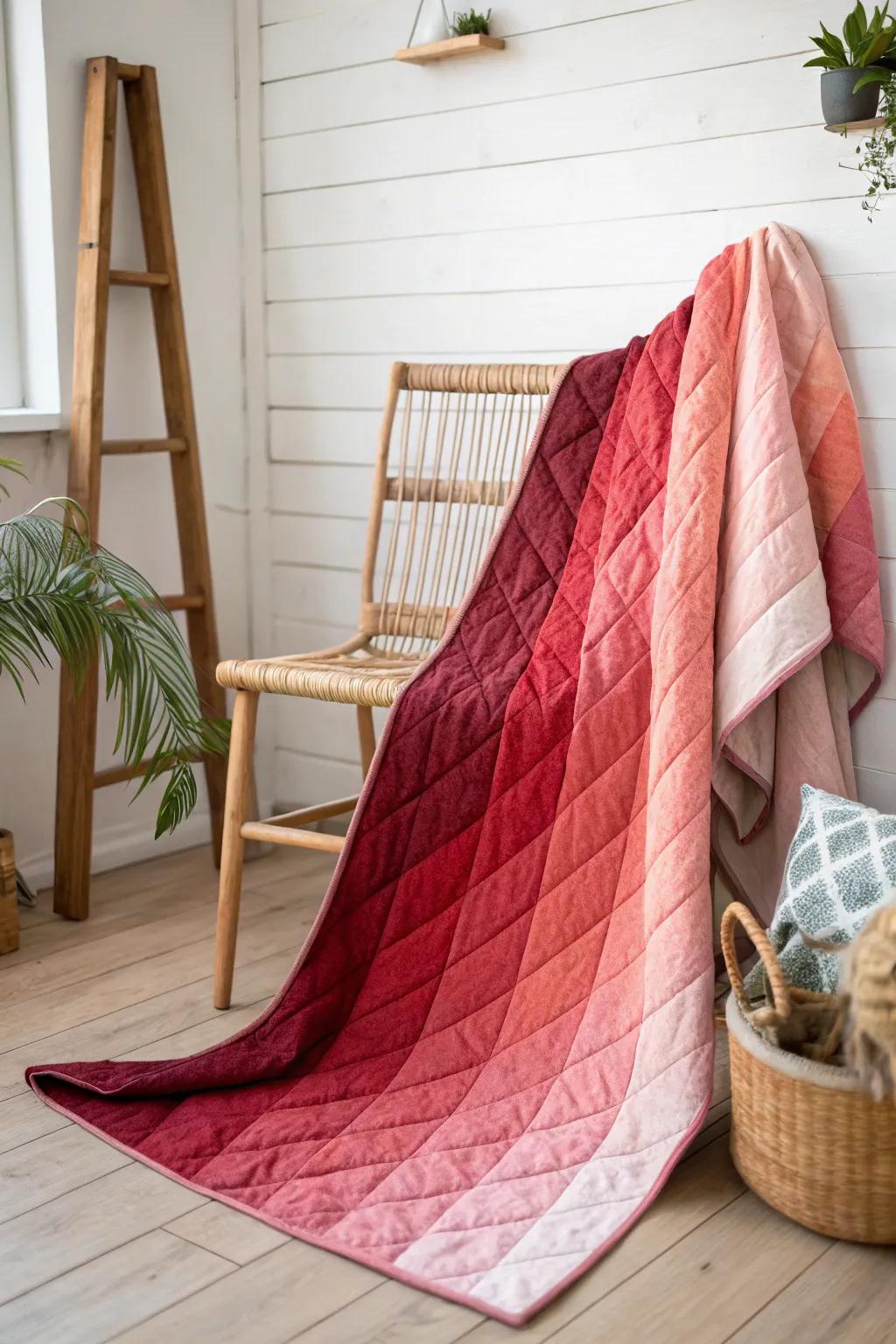 Embrace the warmth of a sunset with this ombre quilt masterpiece. #CraftedBeauty #ScandiBoho