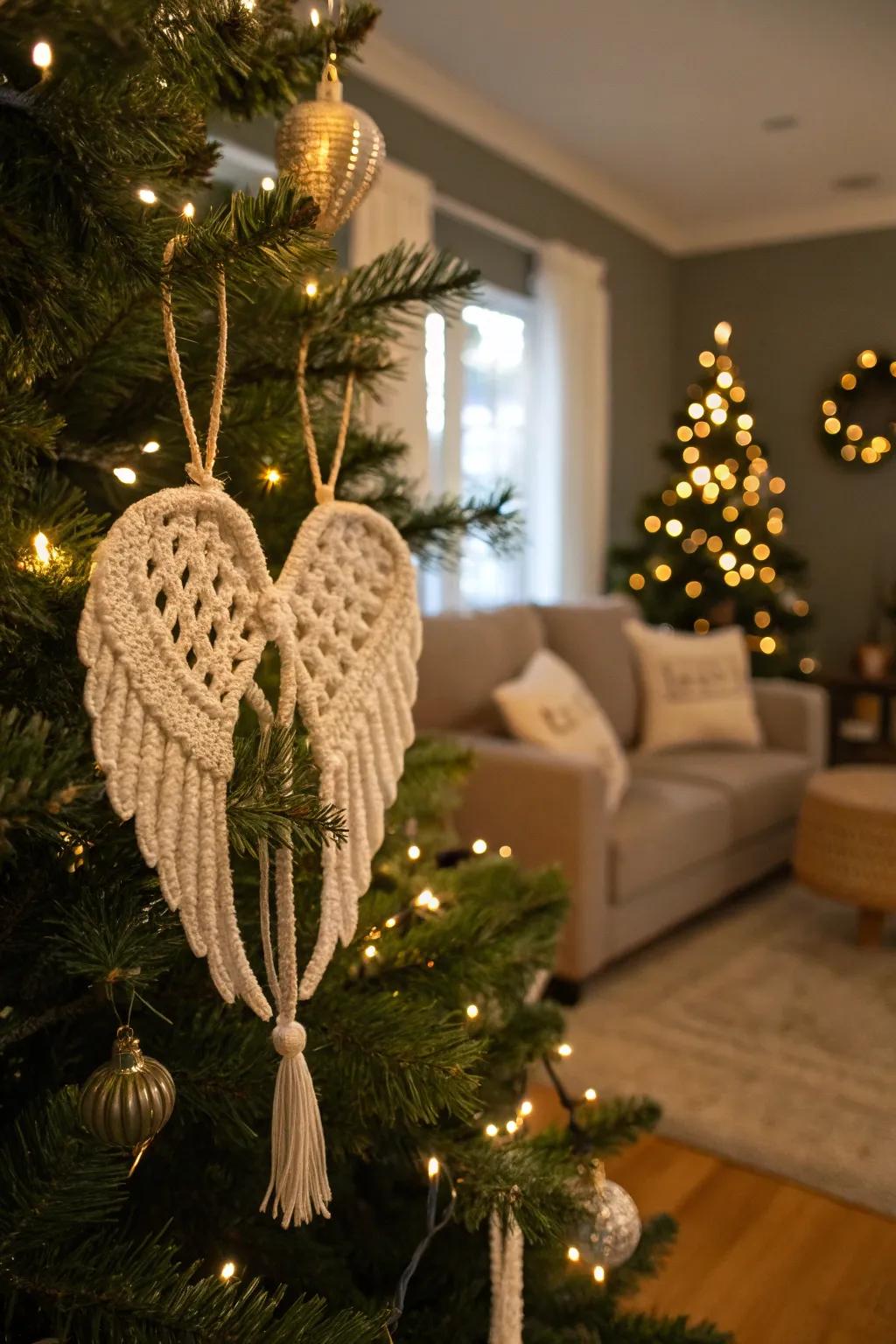 Elevate your decor with angel wing macrame ornaments.