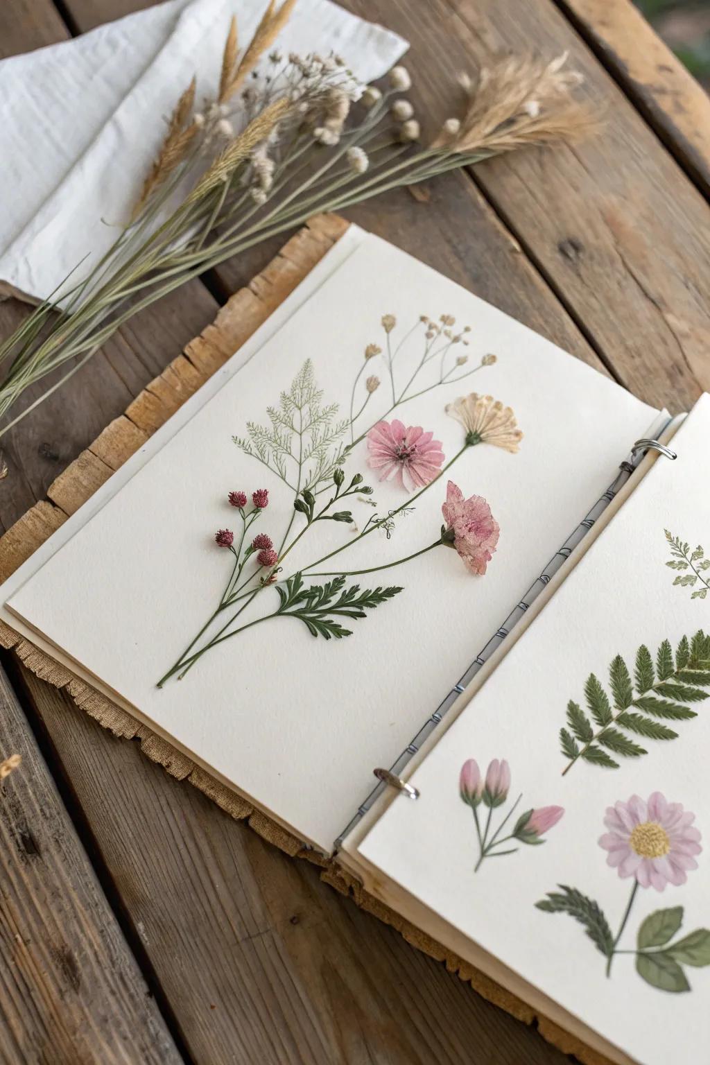 Add delicate floral decorations to bring elegance and life to your scrapbook.