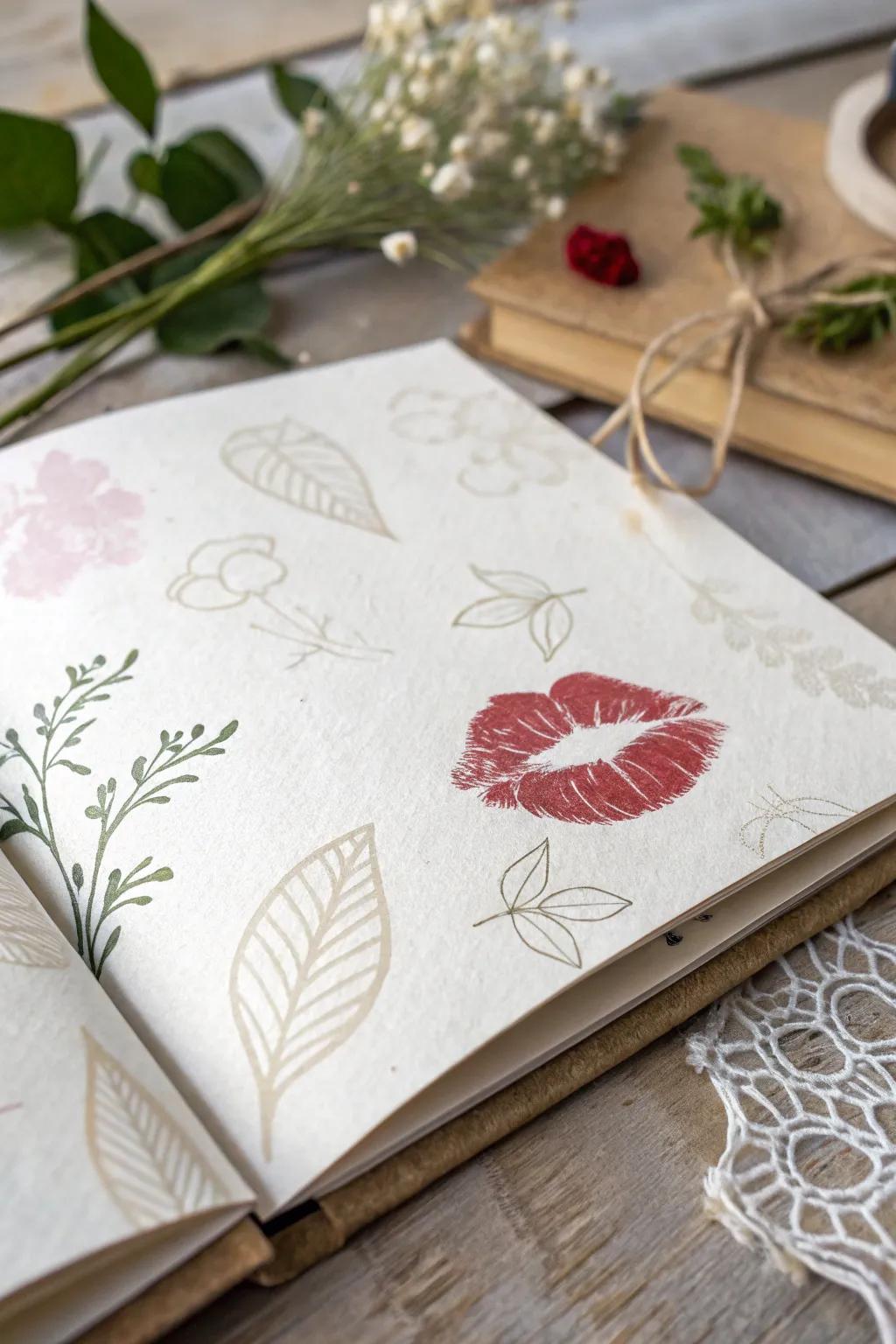Add a playful and loving lipstick kiss to seal your scrapbook memories.