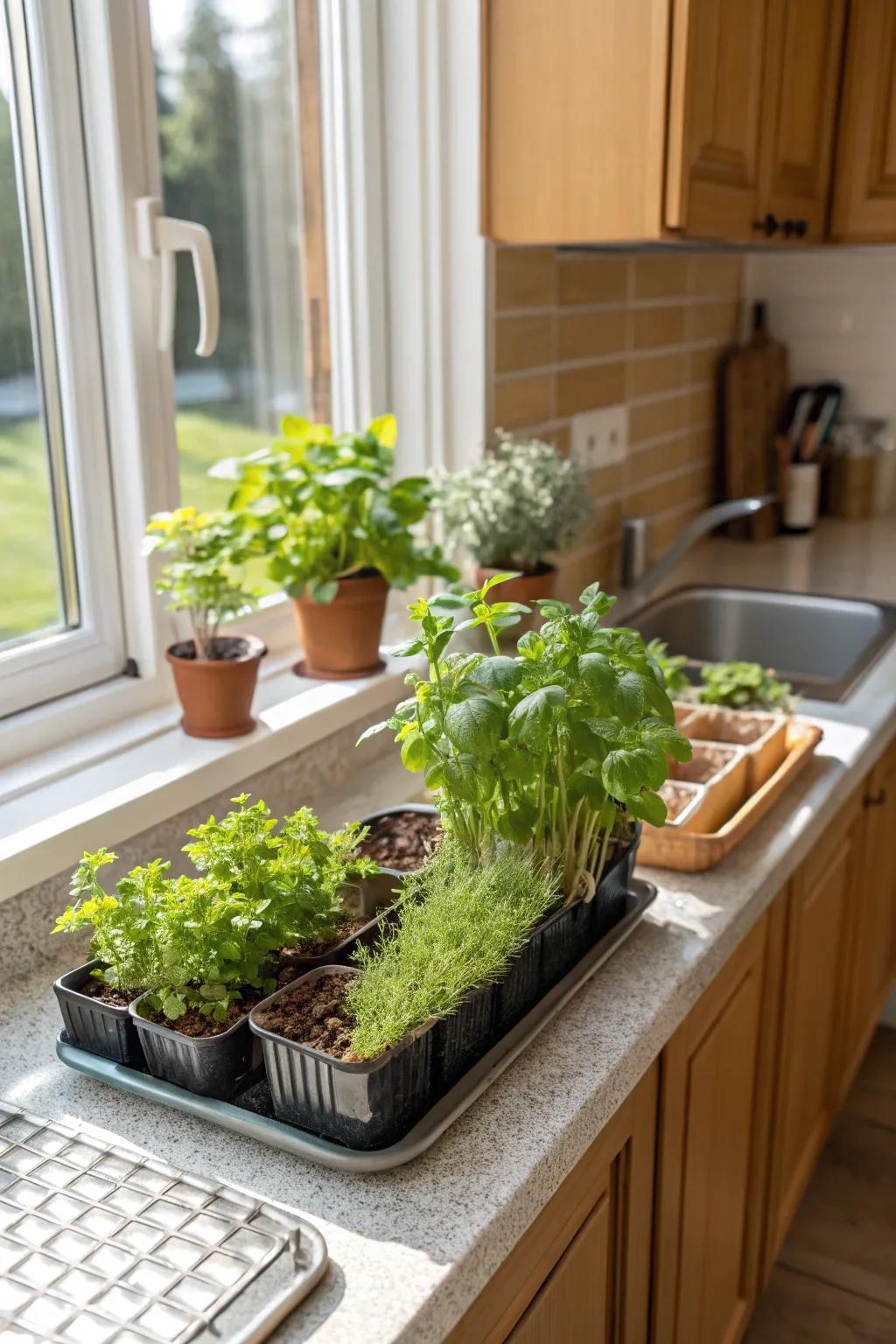 Indoor herb garden kits bring fresh ingredients to the kitchen.