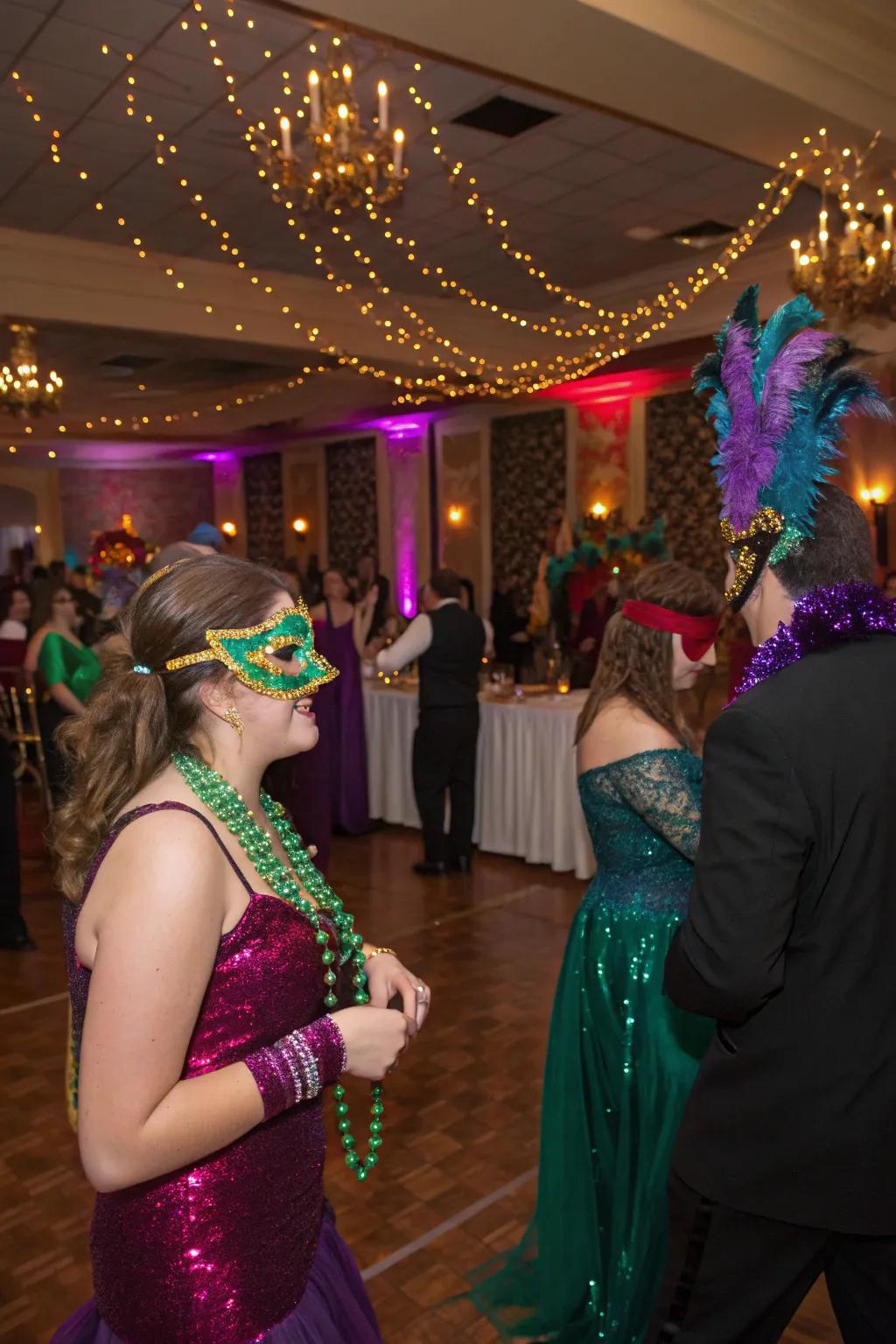 Energize your prom with the colorful spirit of Mardi Gras.