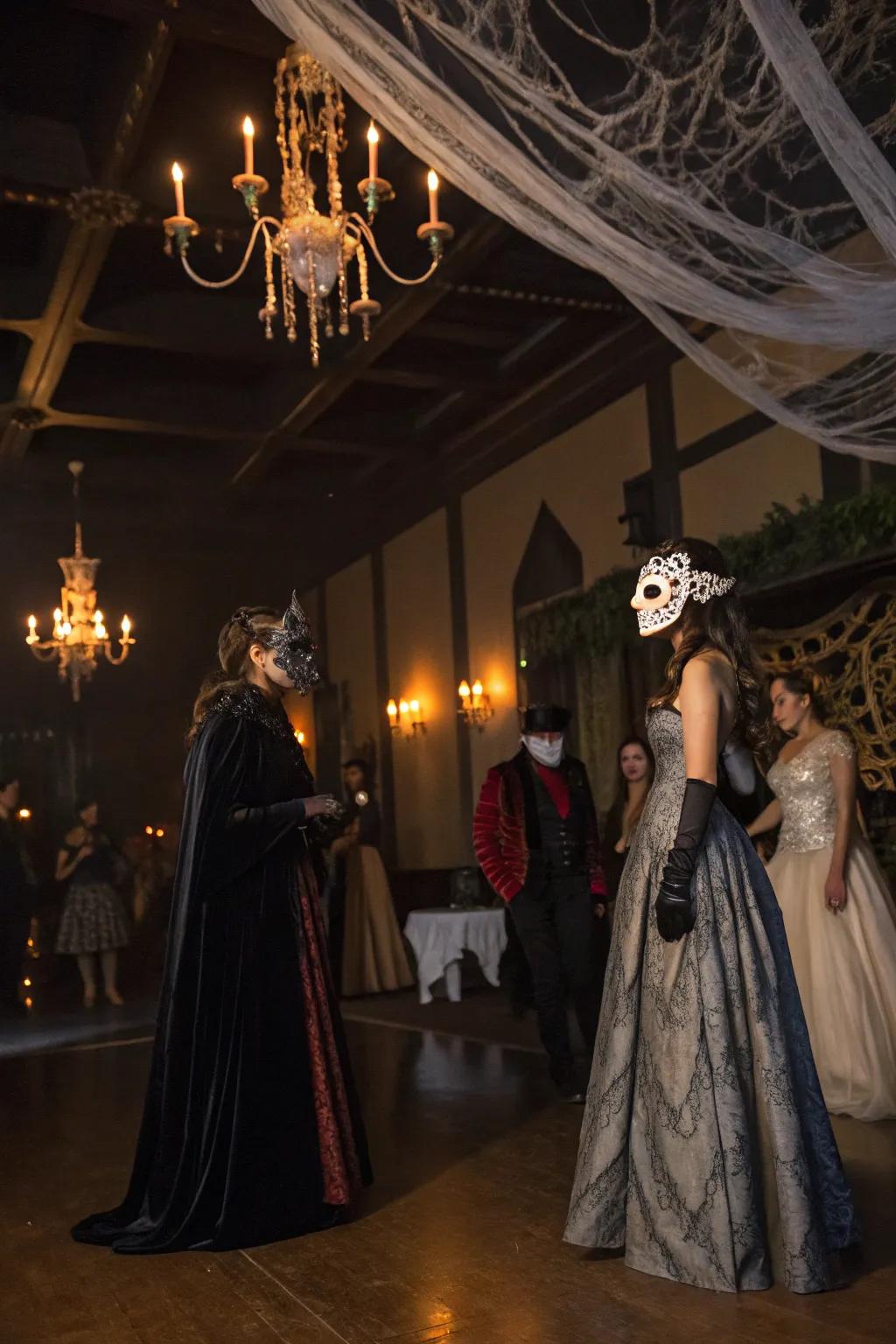 Add eerie elegance with a haunted masquerade theme.