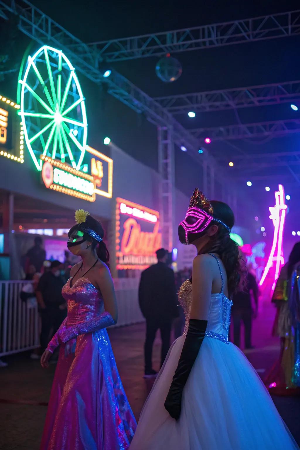 Light up your prom with a futuristic neon masquerade.