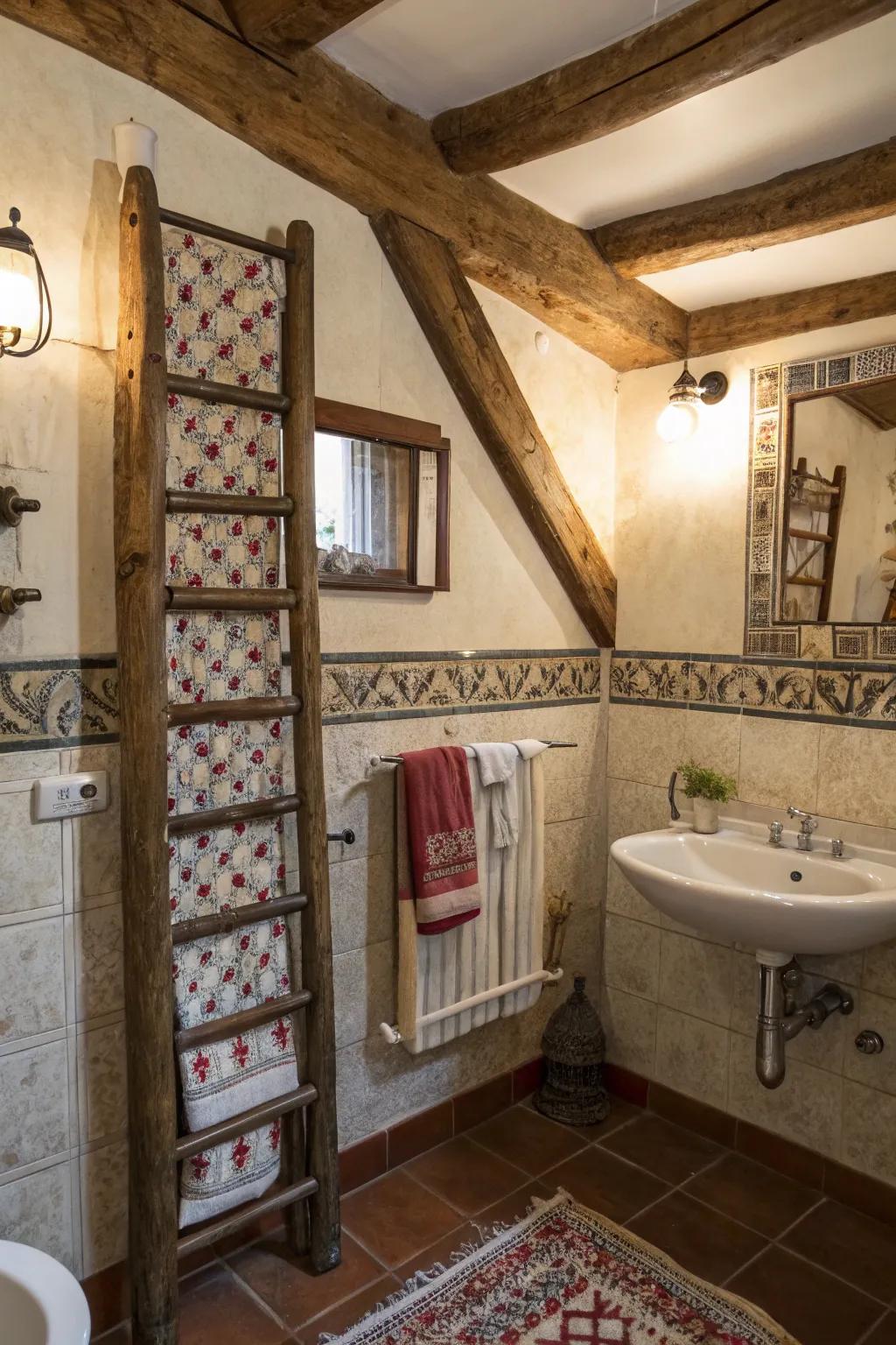 Functional accordion towel rack.