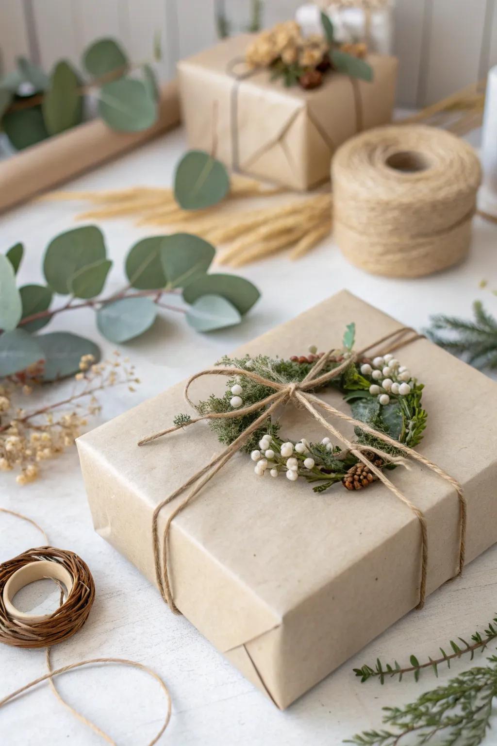Seasonal decorations enhancing gift wrapping station