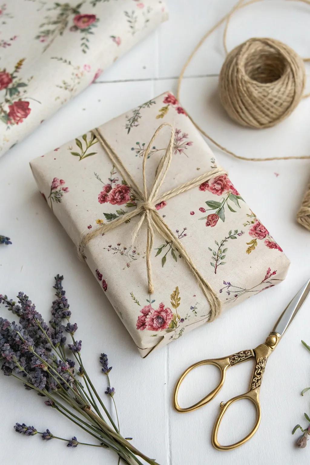 Sustainable gift wrapping with fabric and recycled materials