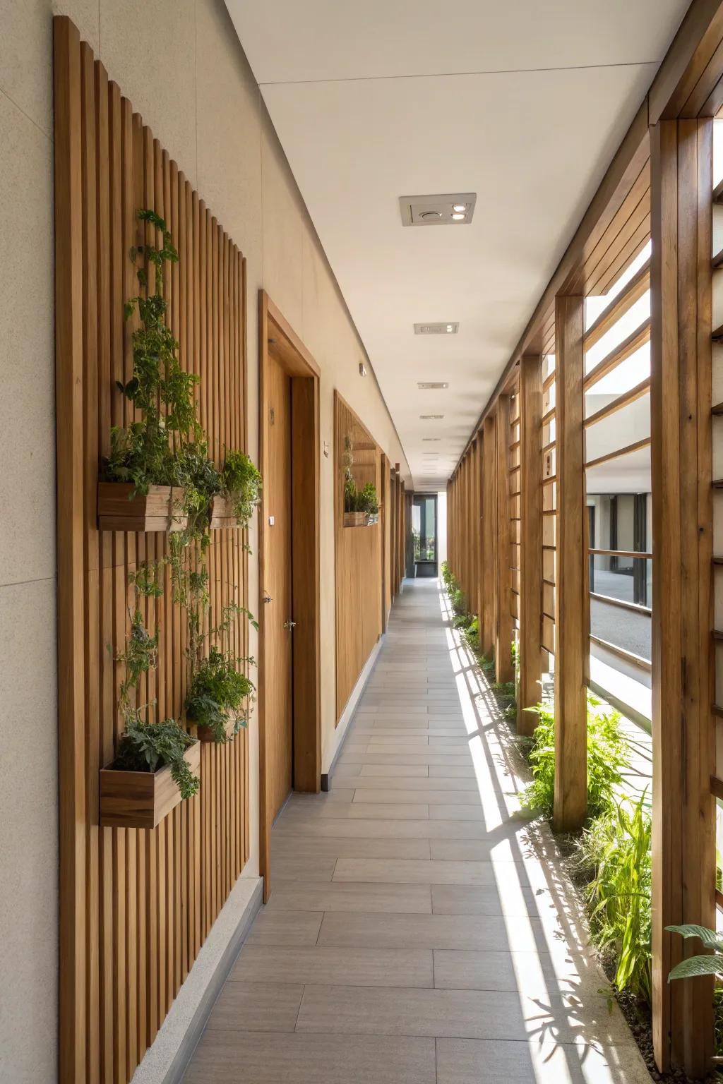 A captivating blend of plants and wall decor.