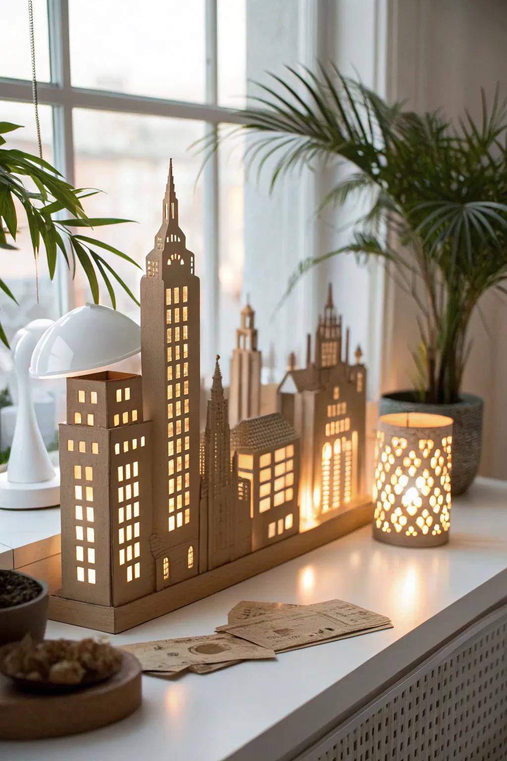 Create a glowing cardboard skyline to add depth and drama to your Christmas village.