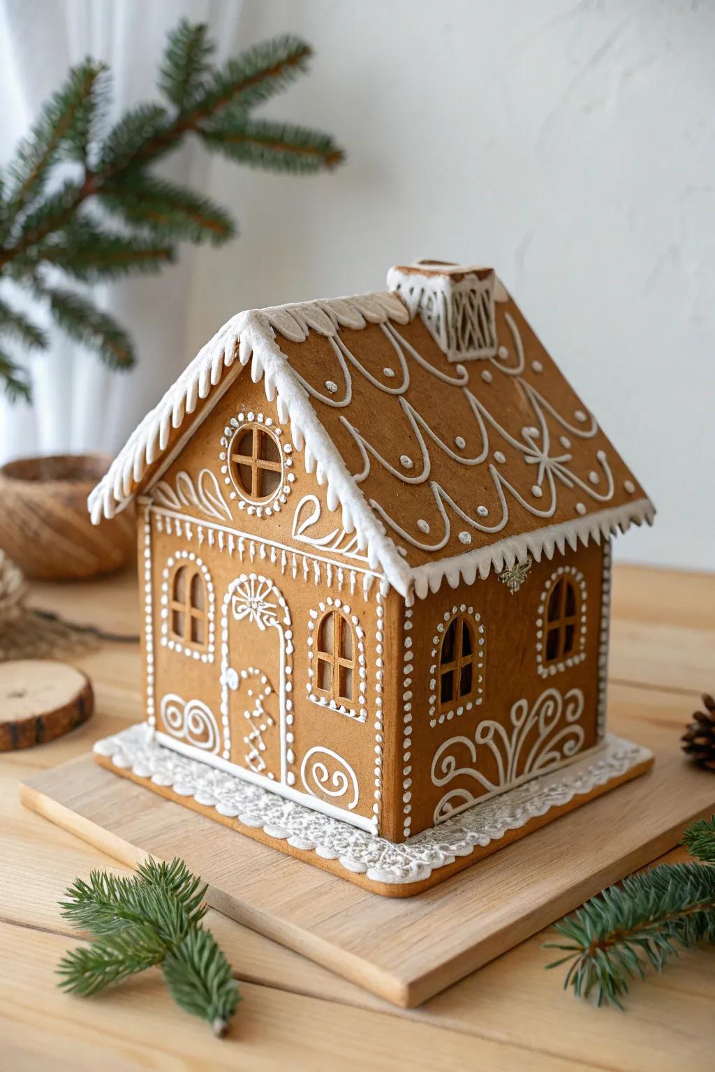 Bring warmth to your holiday decor with gingerbread-style painted wooden houses.