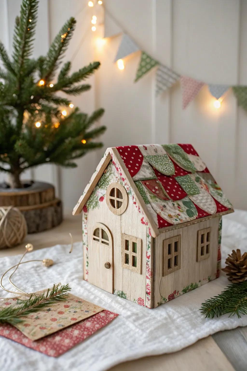 Add texture and color to your village houses with DIY fabric roofs.