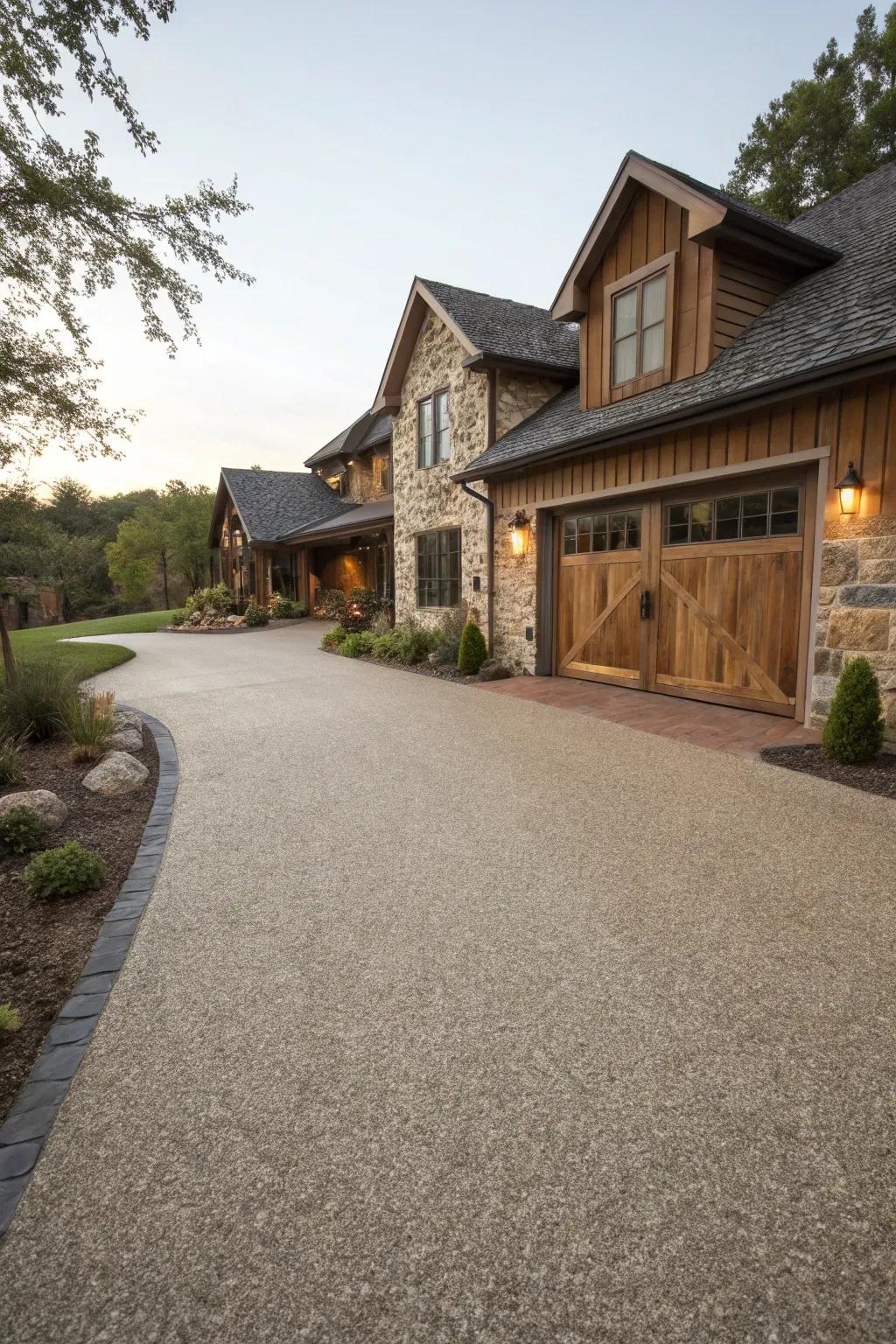 Driveway with a natural rock salt texture.