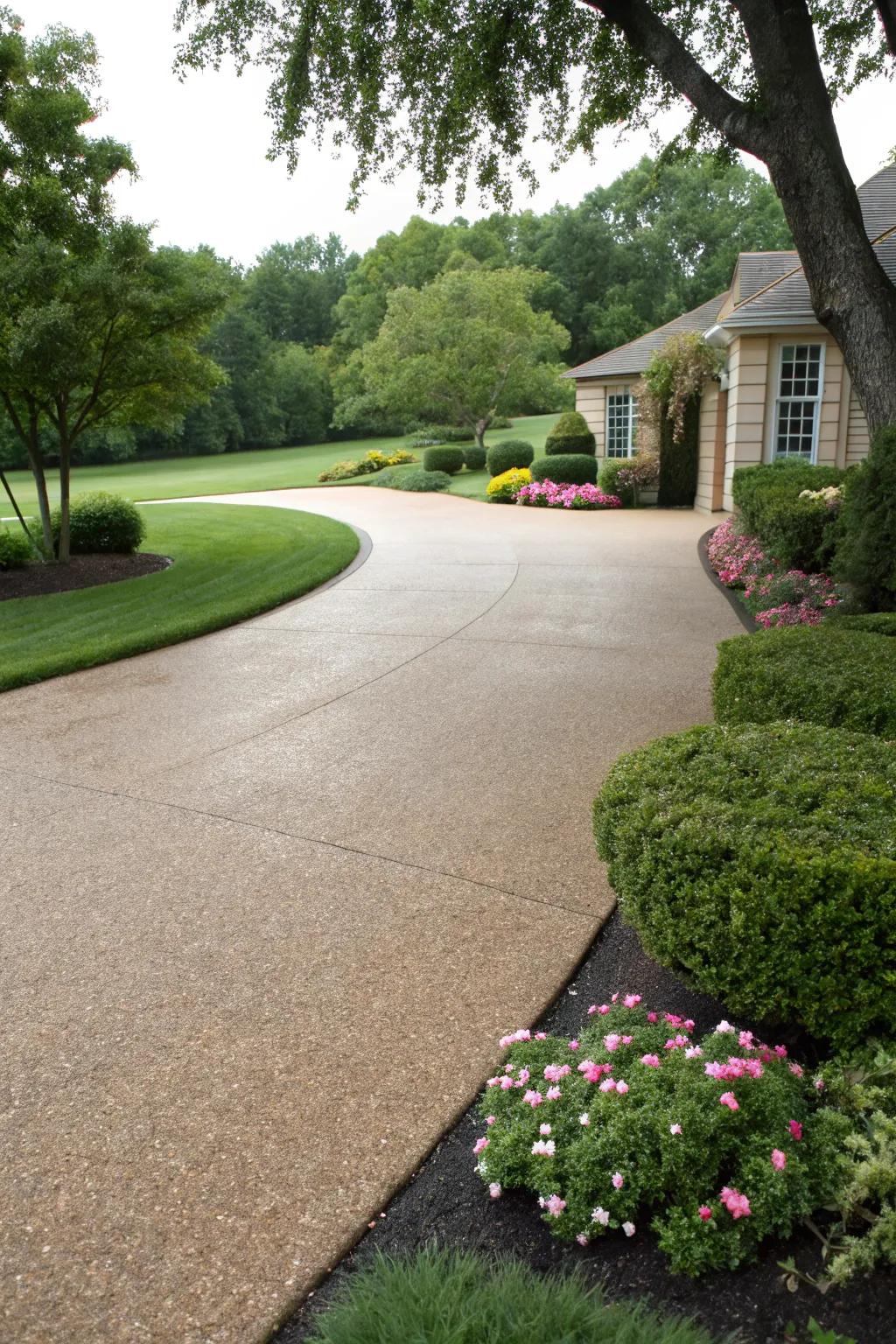 Driveway showcasing exposed aggregate finish.