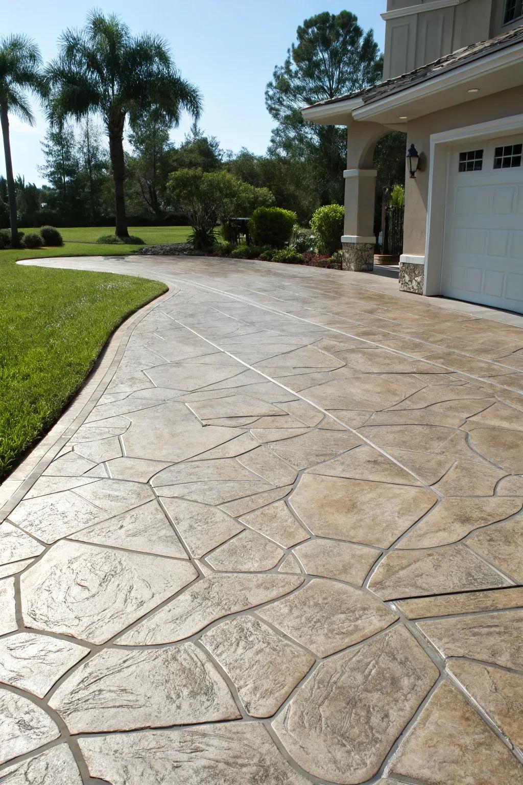 Driveway with sophisticated faux finish.