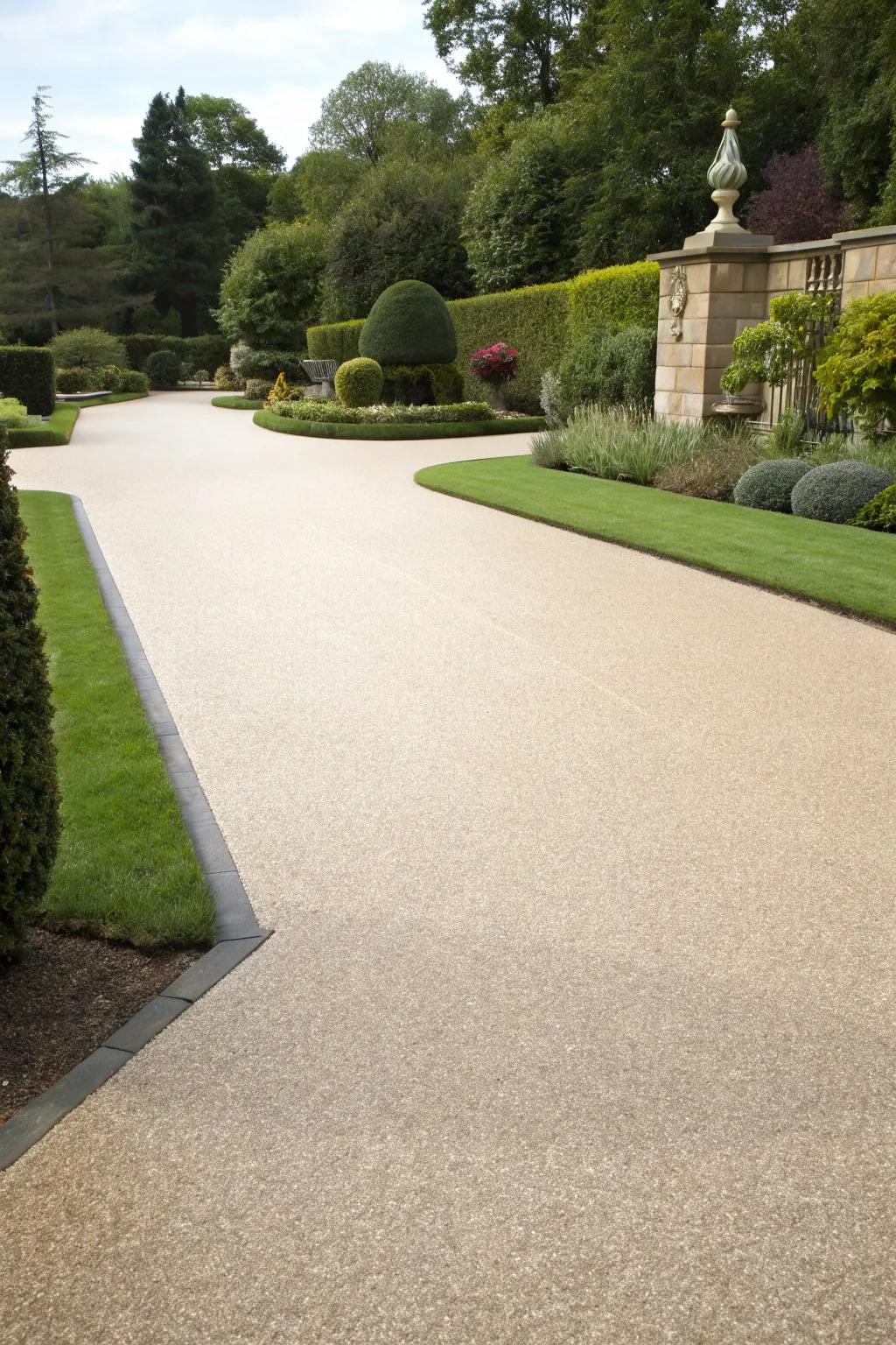 Smooth and elegant resin-bound driveway.
