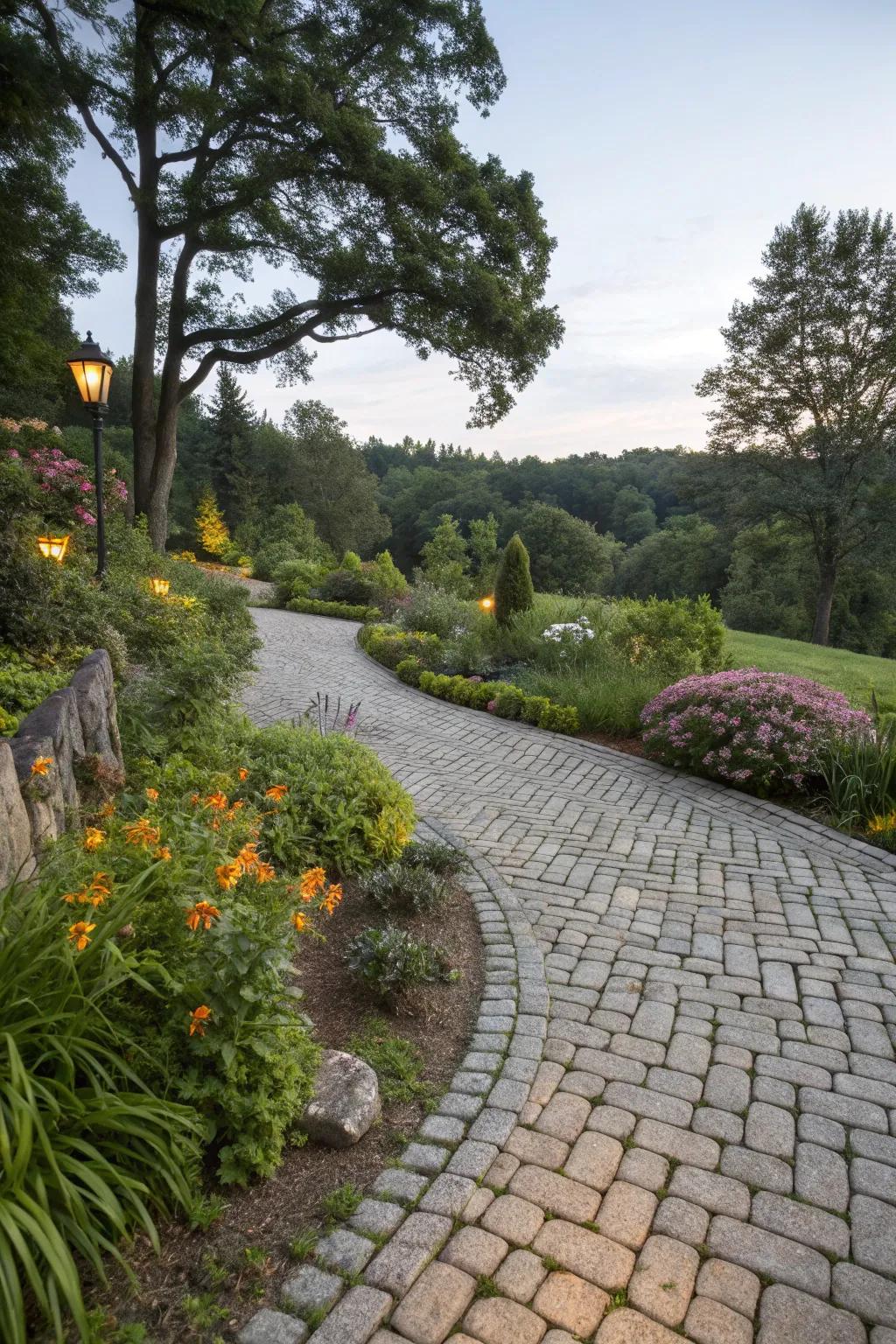 Eco-conscious permeable paving driveway.