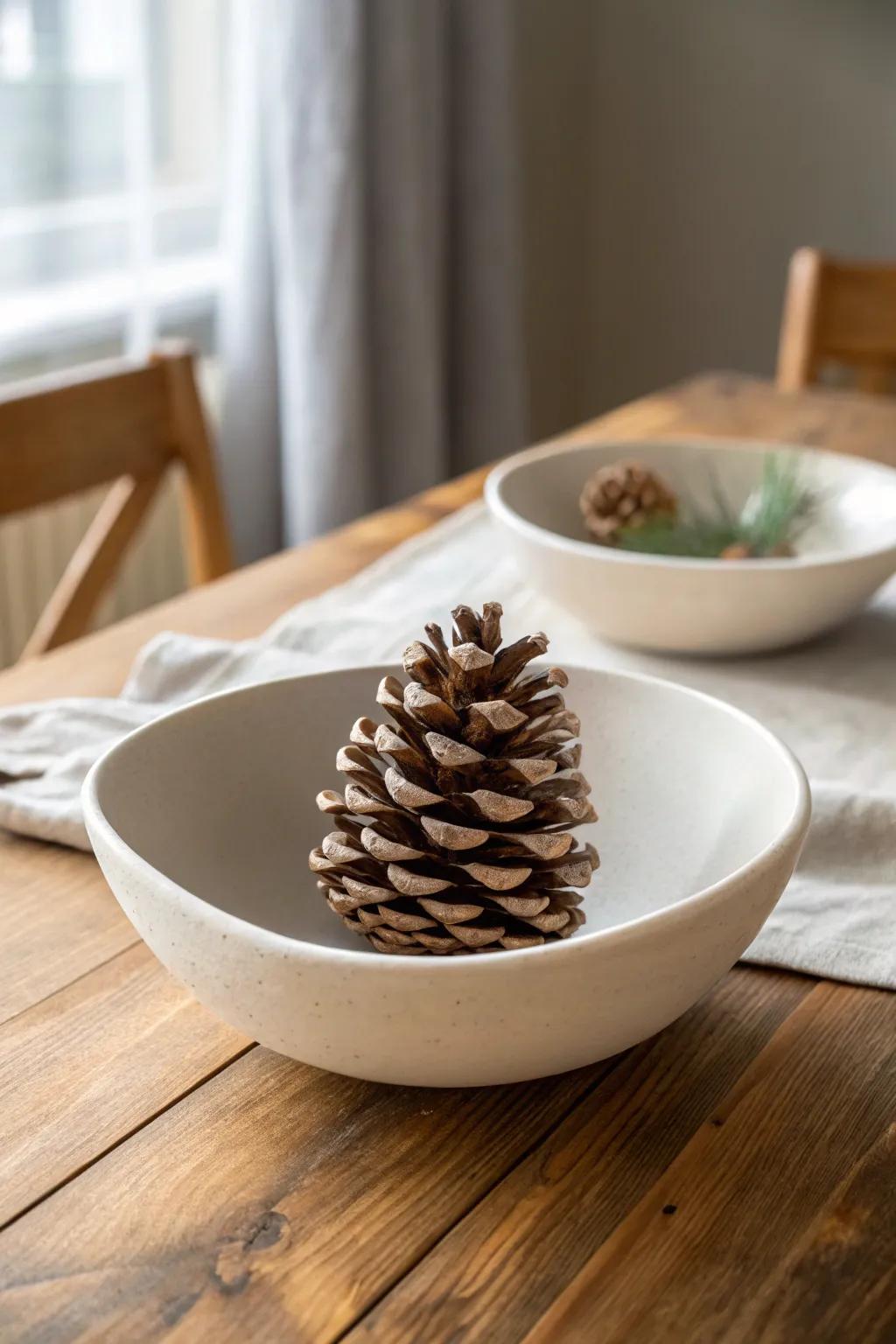 Elegant bleached pine cones offering a subtle, neutral aesthetic for versatile decor.